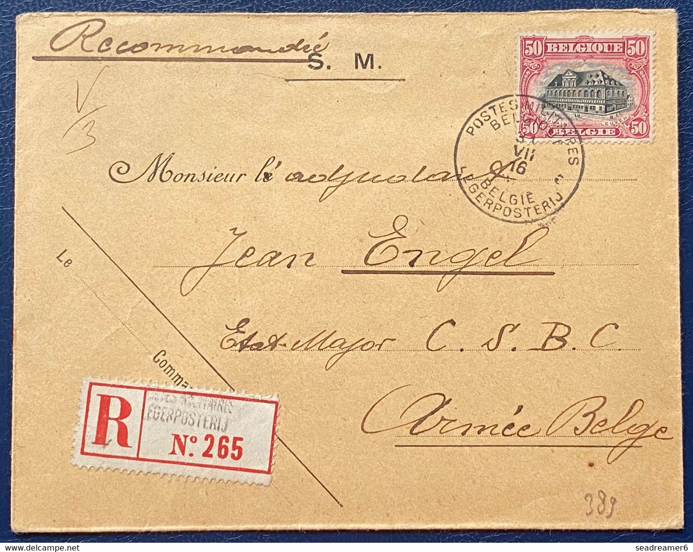 Lettre Recommandée Timbres N°144 (RR!!) Obl "Postes Militaires Belgique" Gratté ! Au Dos "8 PMB 8" Avec Blocage RRR ! - Esercito Belga