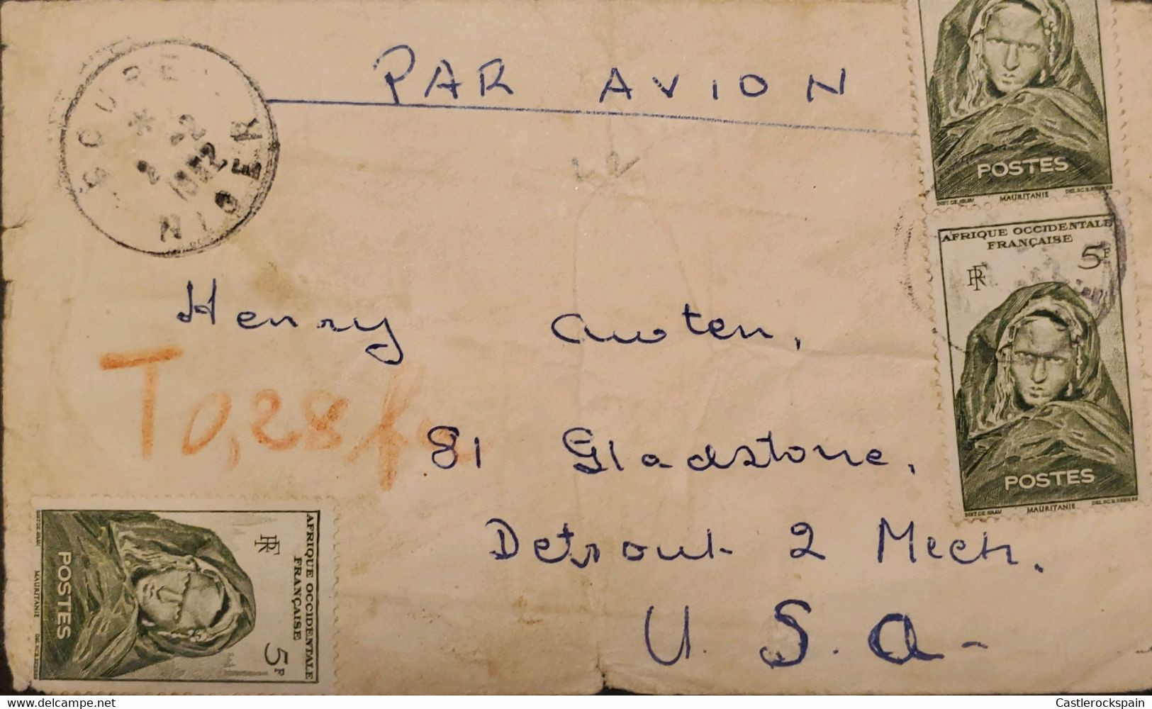 O) 1956 FRENCH WEST AFRICA, WOMAN MAURITANIA SCT 49, FROM NIGER TO USA - Briefe U. Dokumente