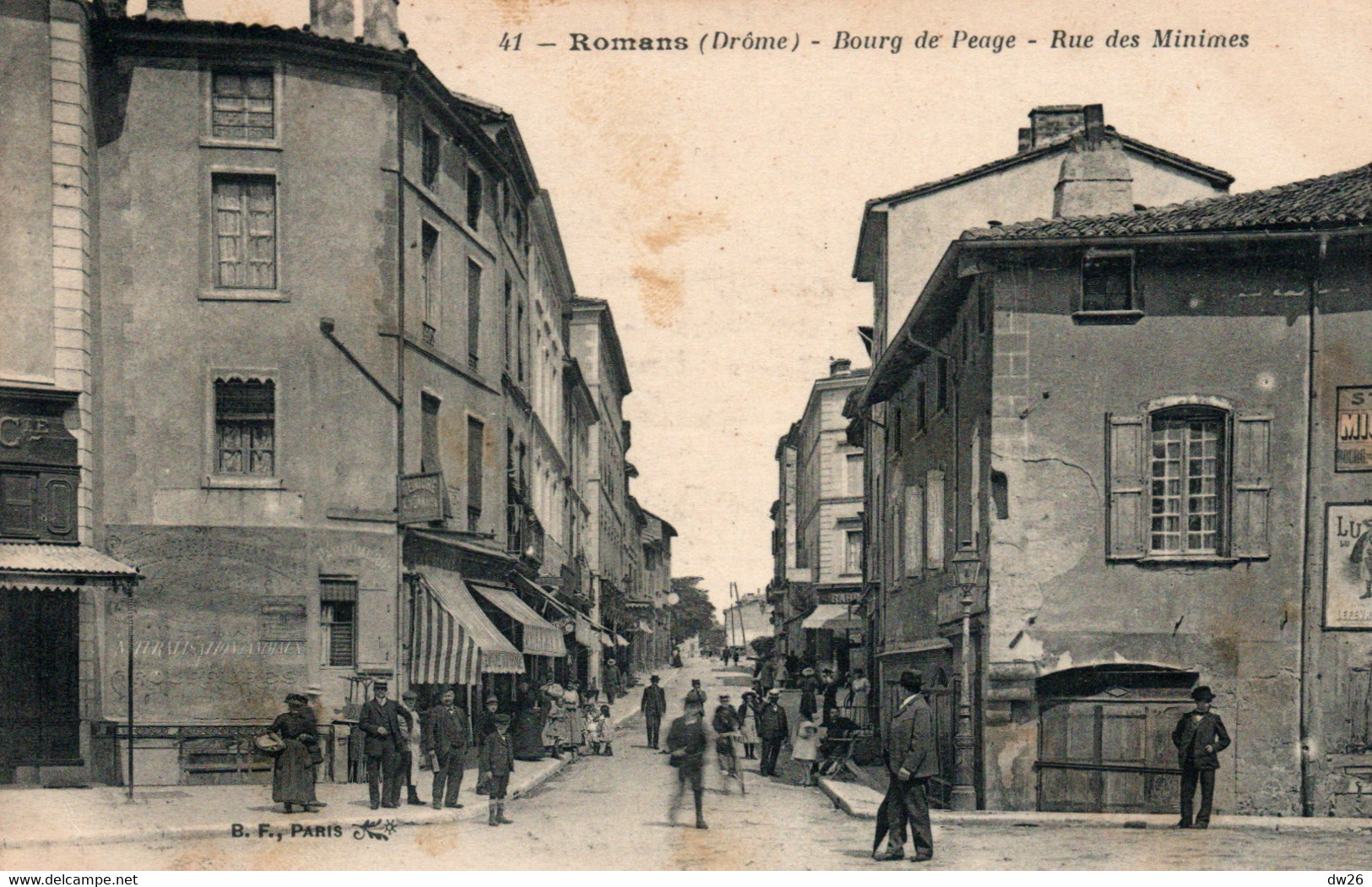 Bourg De Péage (Drôme) Rue Des Minimes, Entrée Sur La Place Du Marché - Edition B.F. Paris - Carte Animée N° 41 - Bourg-de-Péage