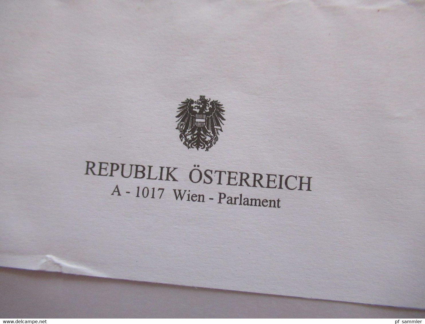 Österreich 2003 Umschlag Republik Österreich Priority Bar Freigemacht / Postage Paid 1017 Wien Parlament - Briefe U. Dokumente