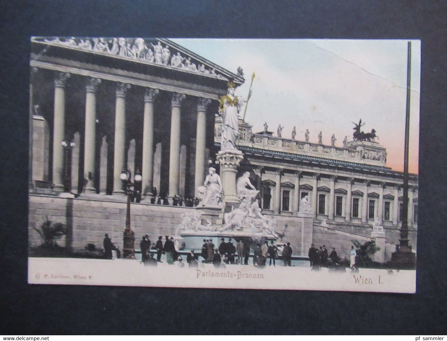 Österreich 1909 AK Wien I Parlaments Brunnen Verlag P. Leclerc Nach Budapest Gesendet Mit Ank. Stempel - Wien Mitte