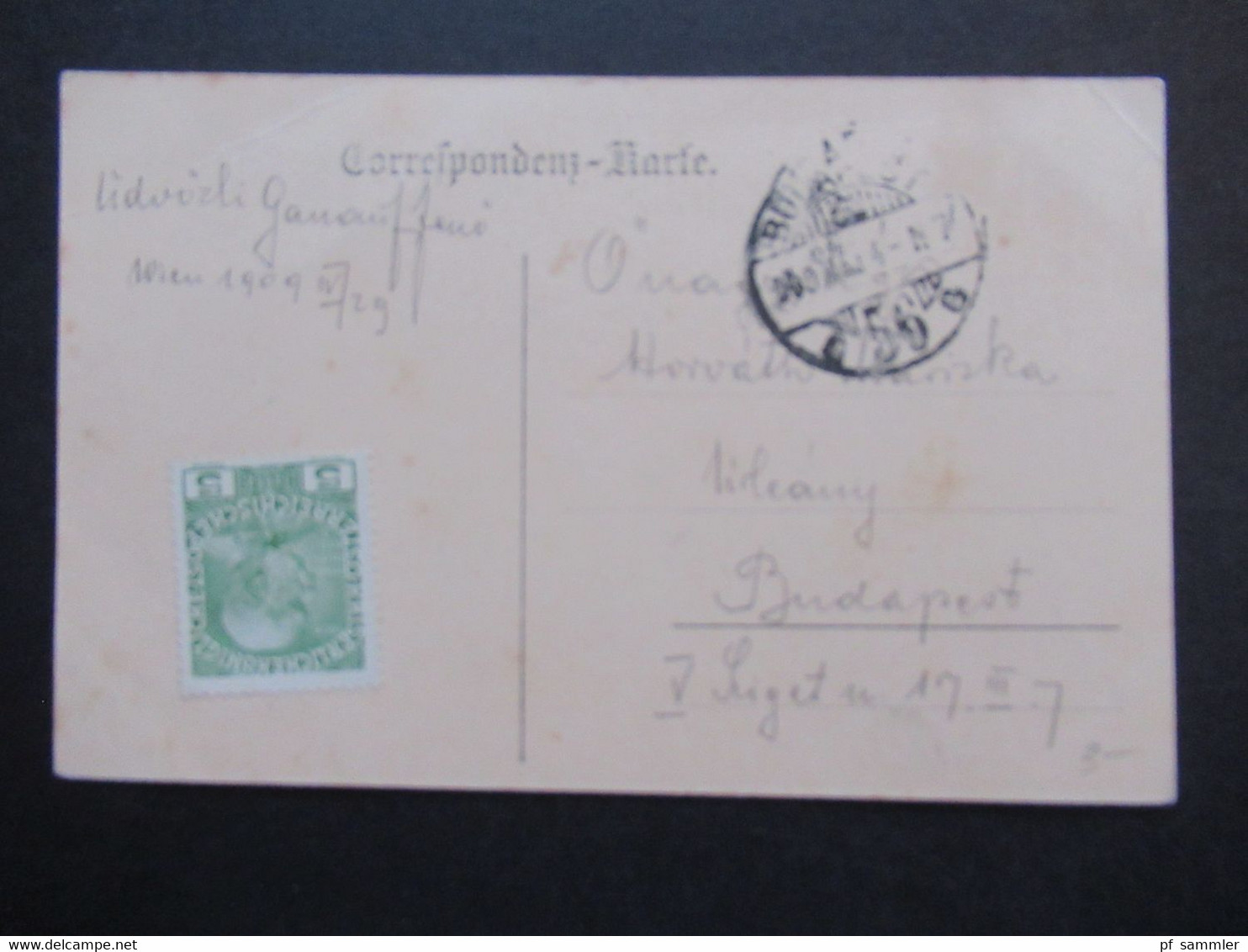 Österreich 1909 AK Wien I Parlaments Brunnen Verlag P. Leclerc Nach Budapest Gesendet Mit Ank. Stempel - Wien Mitte