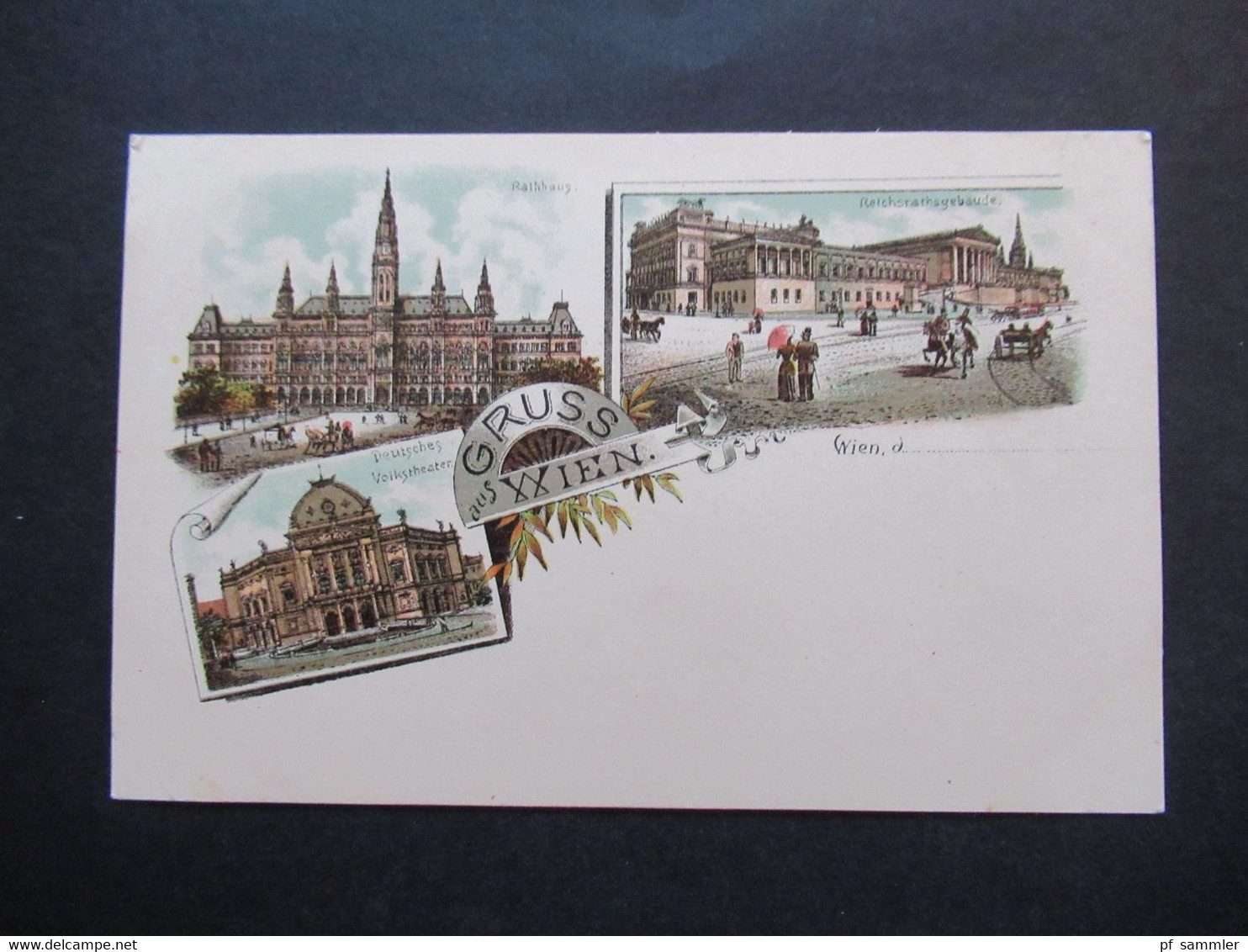 Österreich Um 1900 Gruss Aus Wien Mehrbildkarte Deutsches Volkstheater, Rathaus U. Reichsrathsgebäude - Wien Mitte
