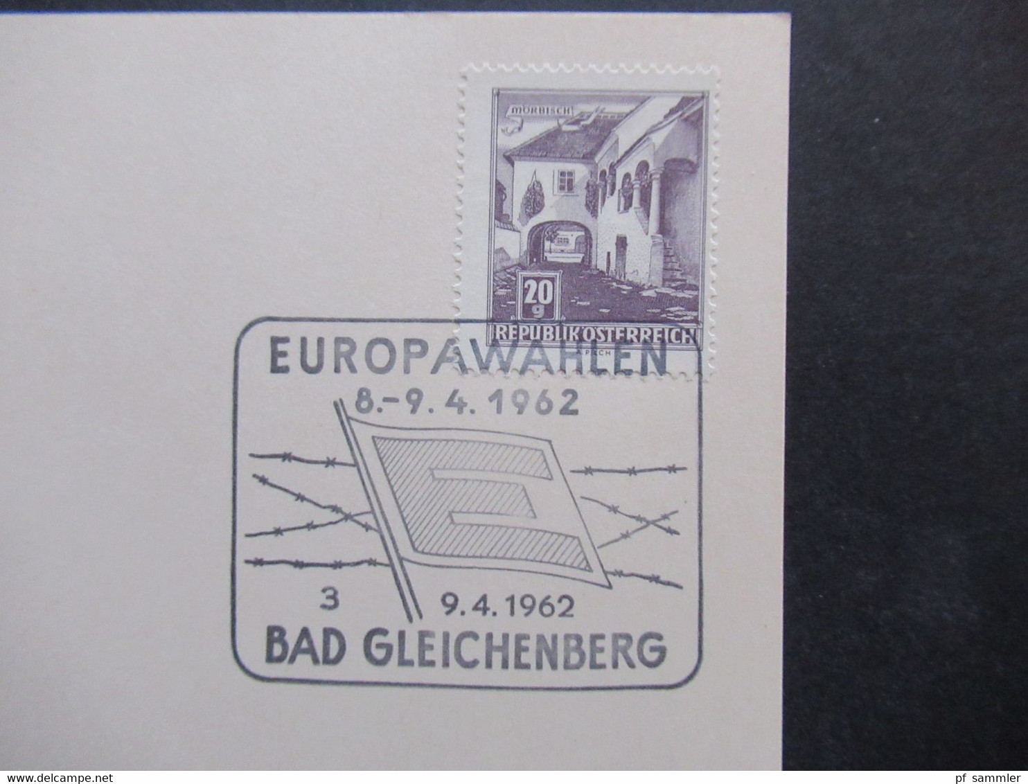 Österreich Sonderkarte Europawahlen 1962 Bad Gleichenberg Mit Sonderstempel - Cartas & Documentos