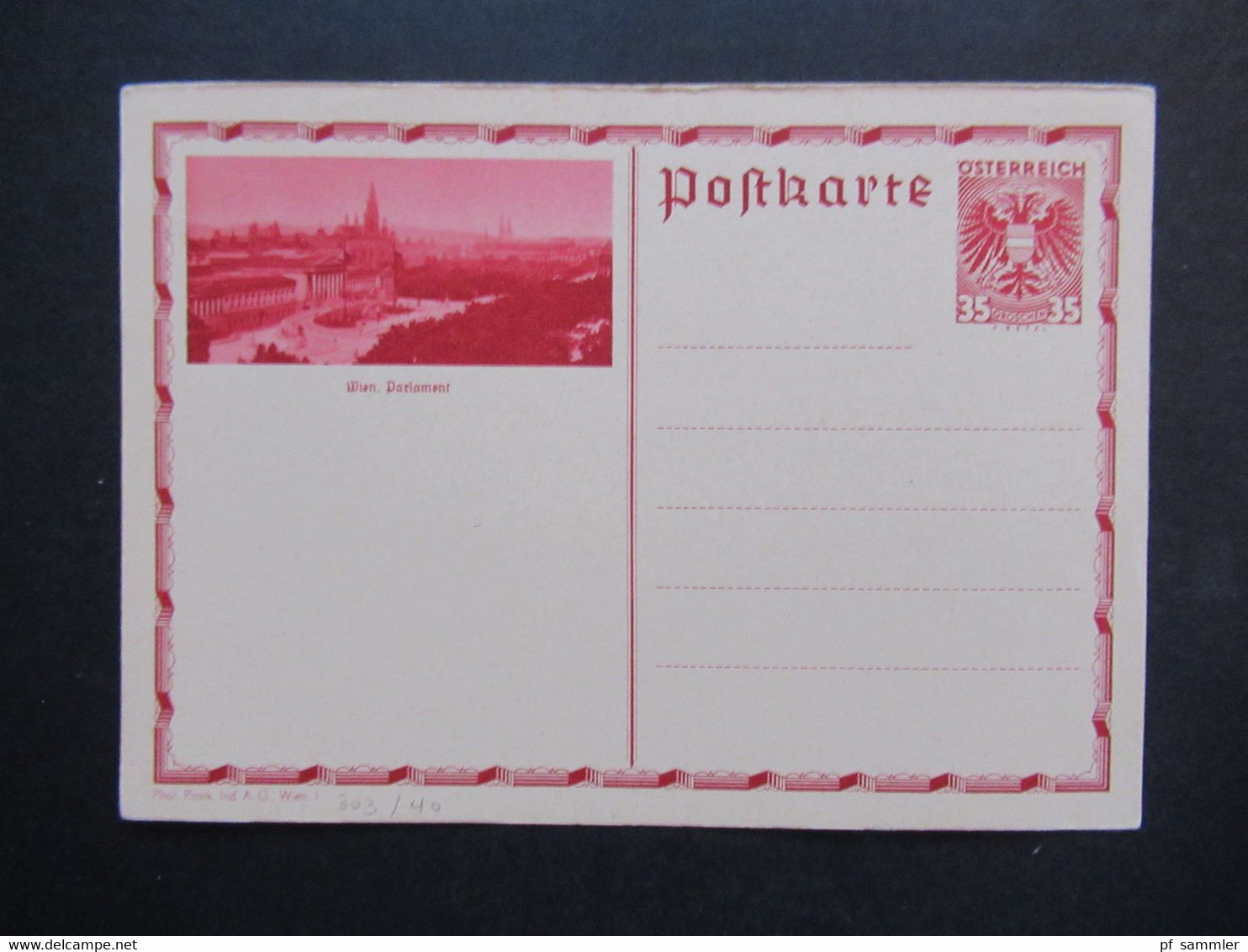 Österreich 1936 / 37 GA Bildpostkarte P 302 Mit Bild Wien Parlament / Parlamentsgebäude Ungebraucht - Briefe U. Dokumente