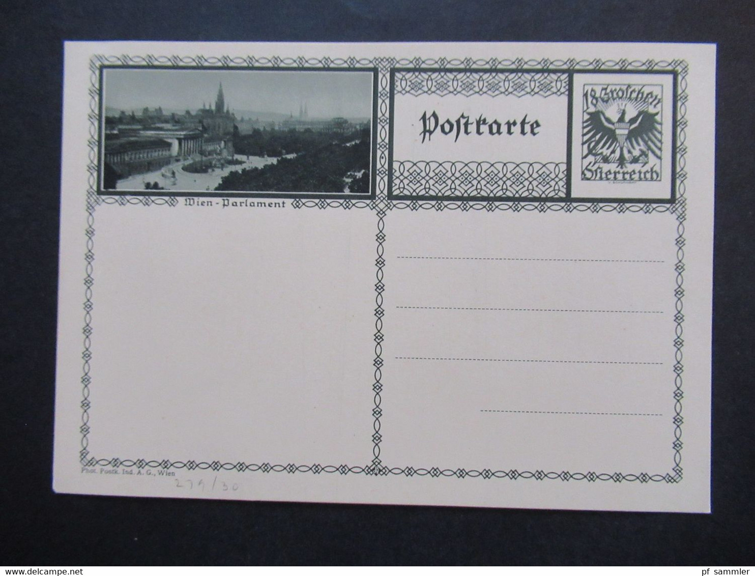 Österreich 1927 / 30 GA Bildpostkarte P 279 Verschiedene Farben! Mit Bild Wien Parlament / Parlamentsgebäude Ungebraucht - Lettres & Documents