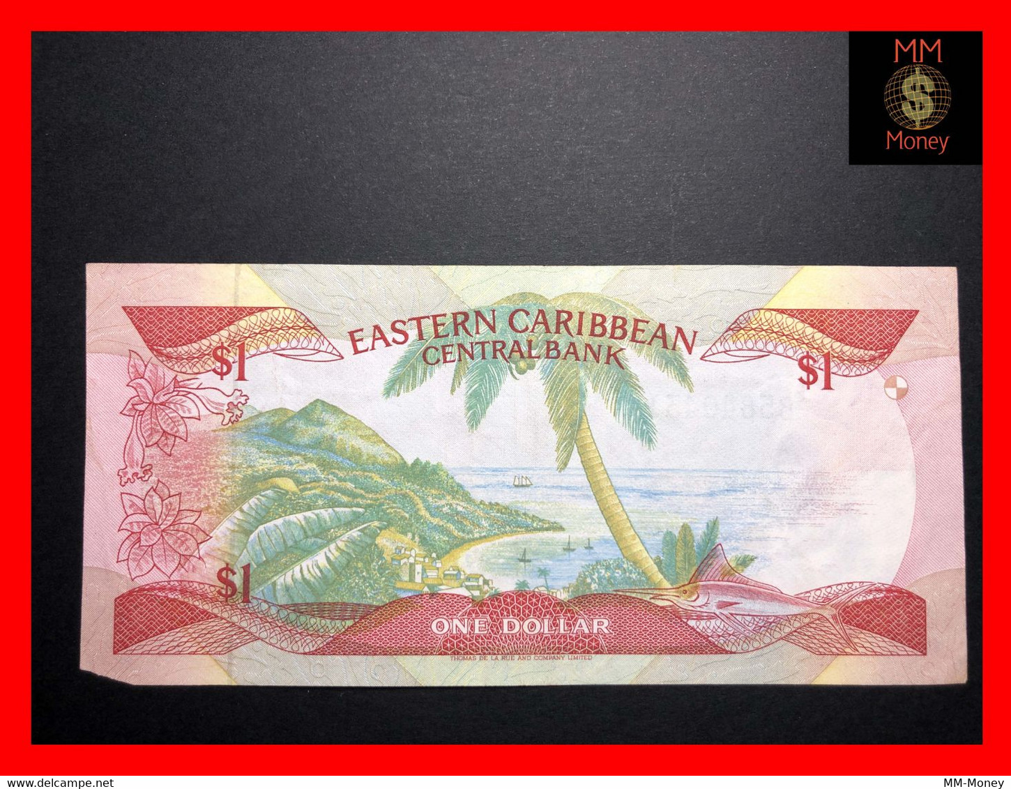 East - Eastern Caribbean 1 $  1986 P. 17  *L*   "ST. Lucia"   Missing Corner  VF \ XF - Caribes Orientales