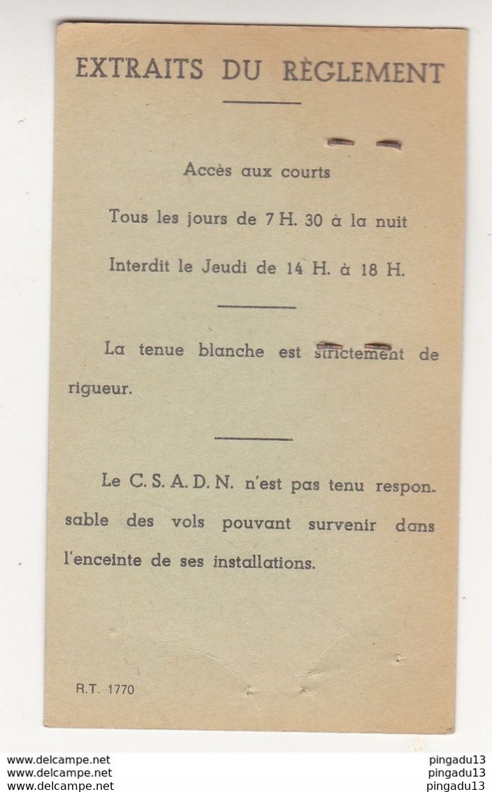 Au Plus Rapide Tennis Carte Membre K Bicètre Club Sportif Ministère Défense Nationale Et Forces Armées - Sonstige & Ohne Zuordnung