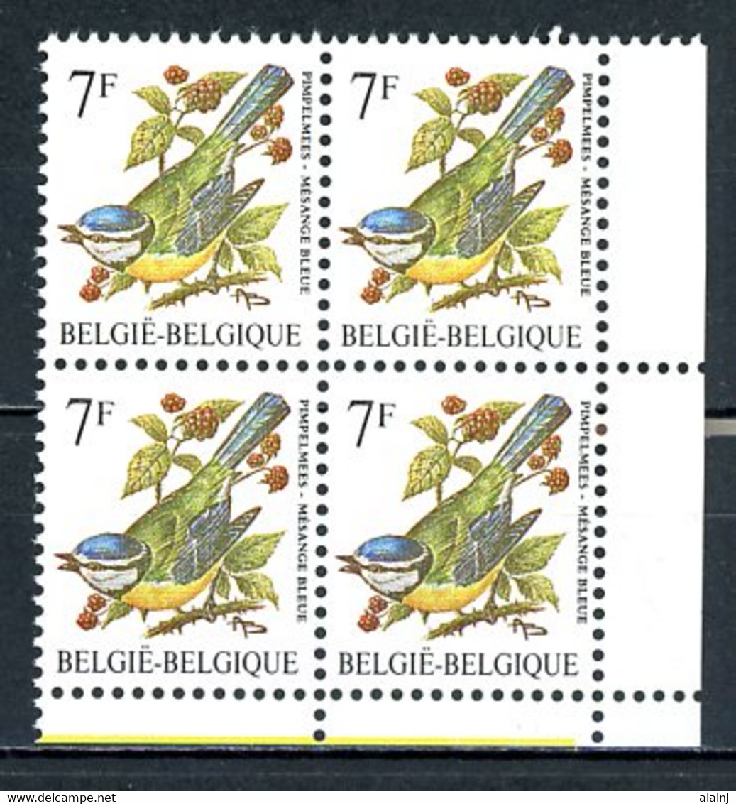 BE   2261    XX    ----      Mésange Bleue  --  Bloc De 4 Coin De Feuille  --  Parfait état - 1985-.. Pájaros (Buzin)