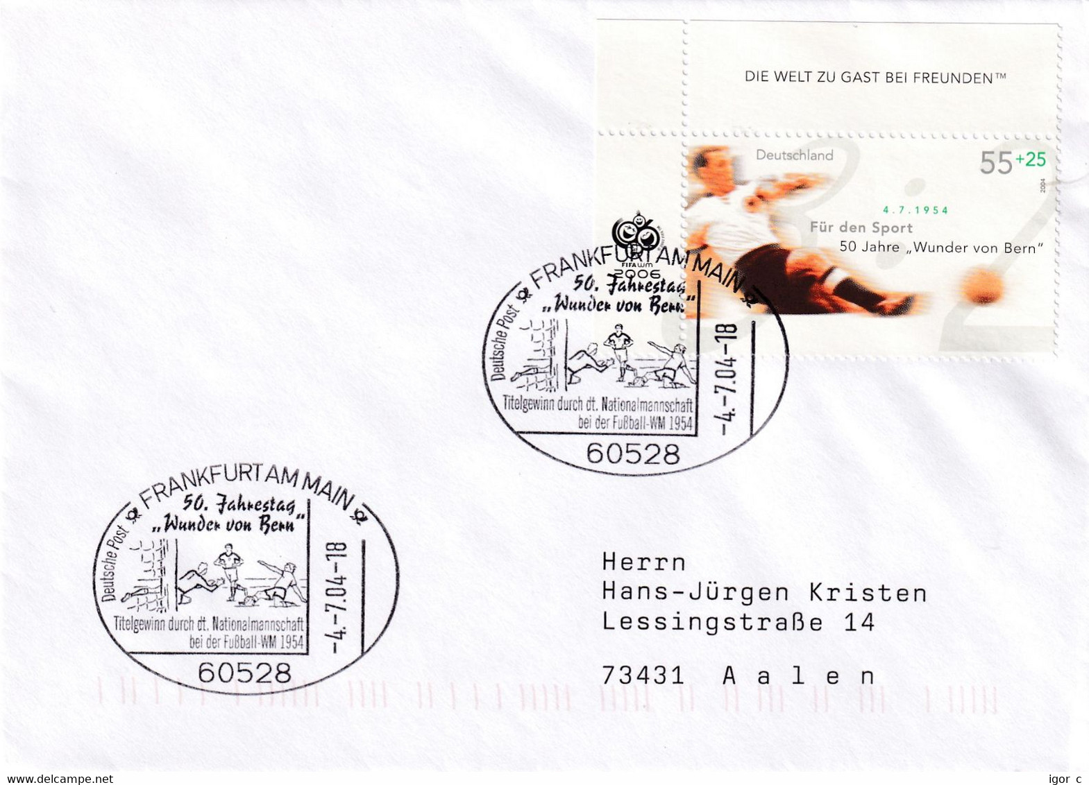 Germany 2004 Cover Football Fussball Soccer Calcio: FIFA World Cup; Wunder Von Bern; Germany - Hungary; 50 Years - 1954 – Zwitserland