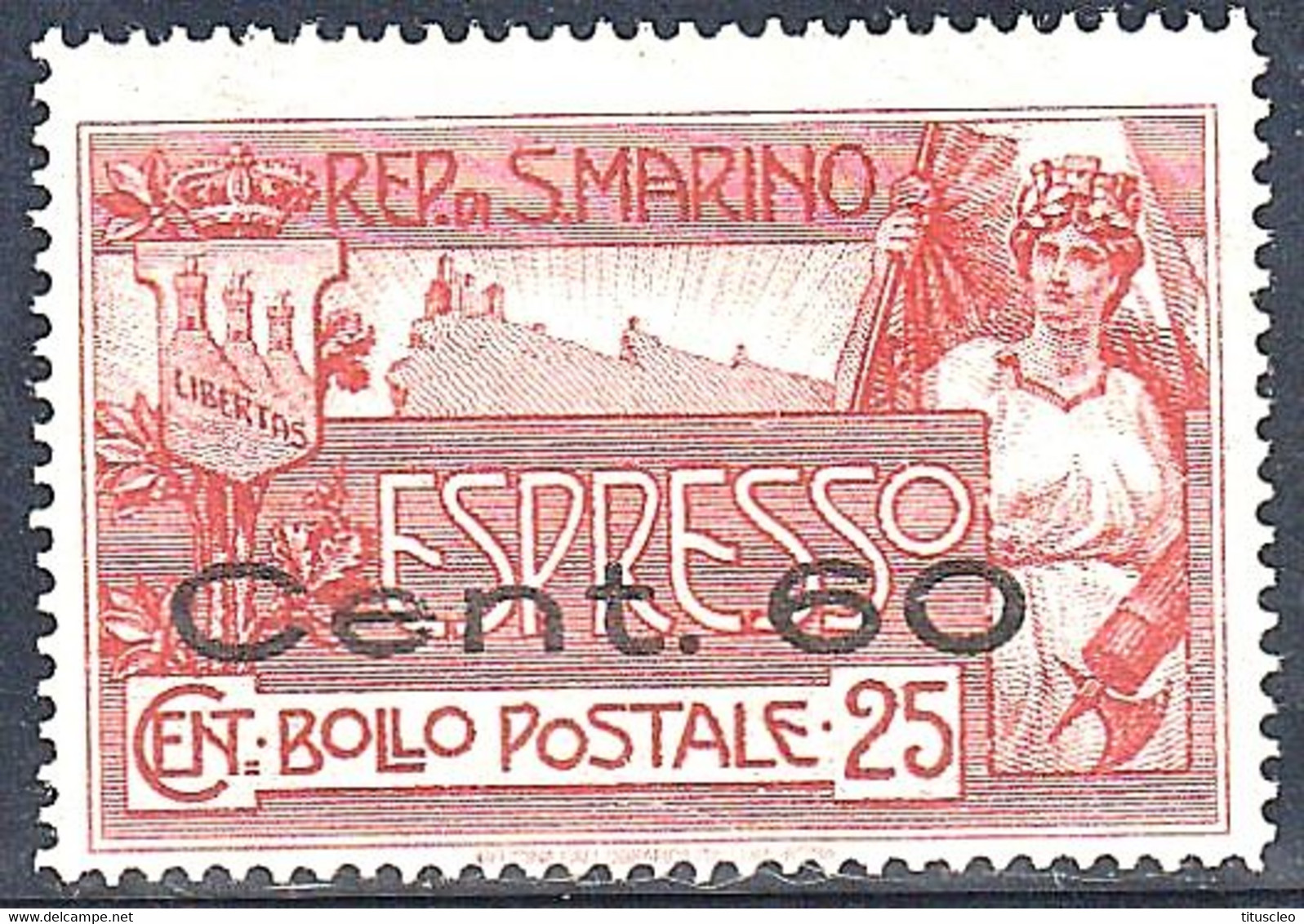 SAINT MARIN Exp3* 60c Sur 25c Carmin - Francobolli Per Espresso