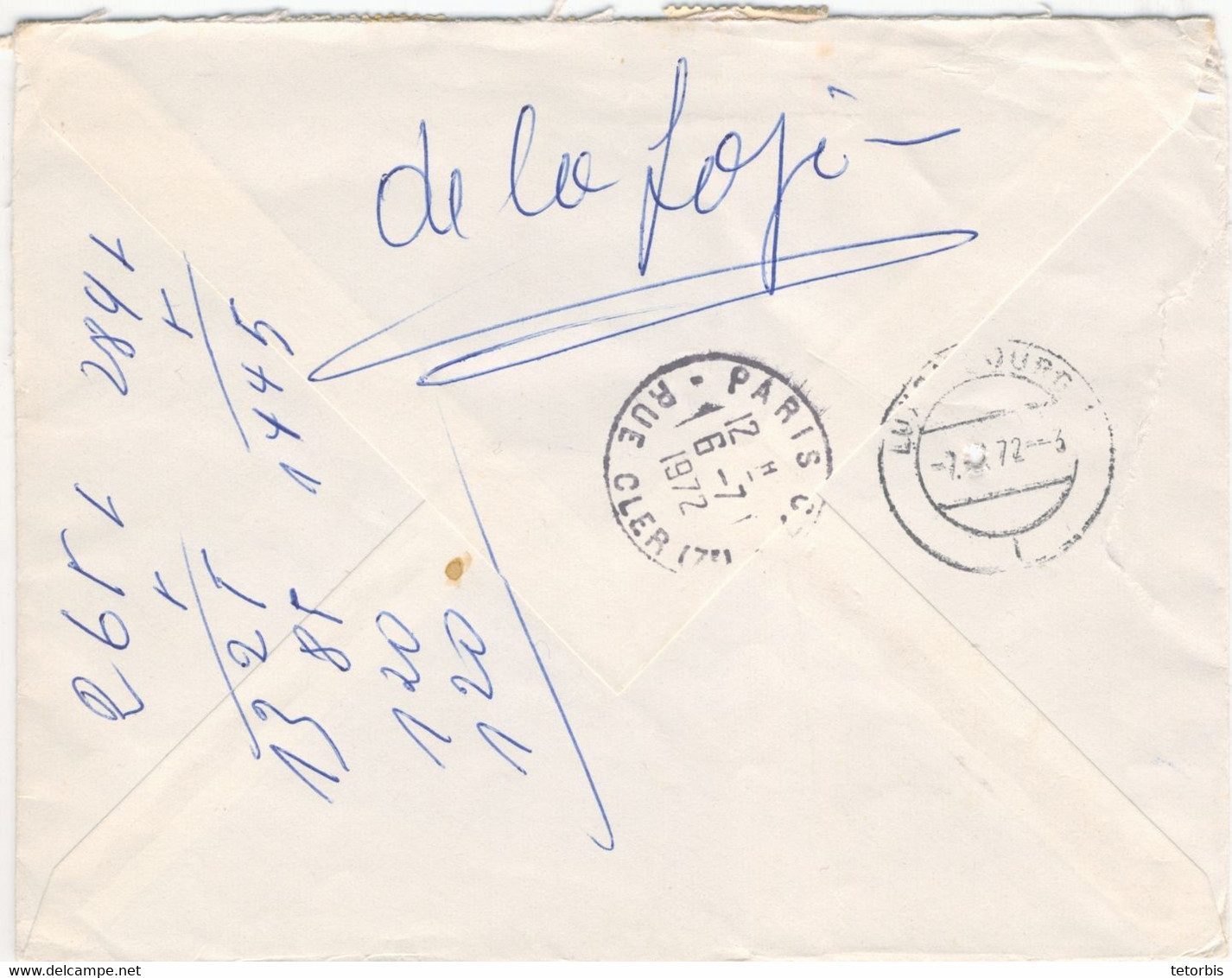 RARE- 4 PAIRES 50C MARIANNE BEQUET TARIF PARTICULIER 4F LETTRE EXPRES LUXEMBOURG 06/07/72 - 1961-....