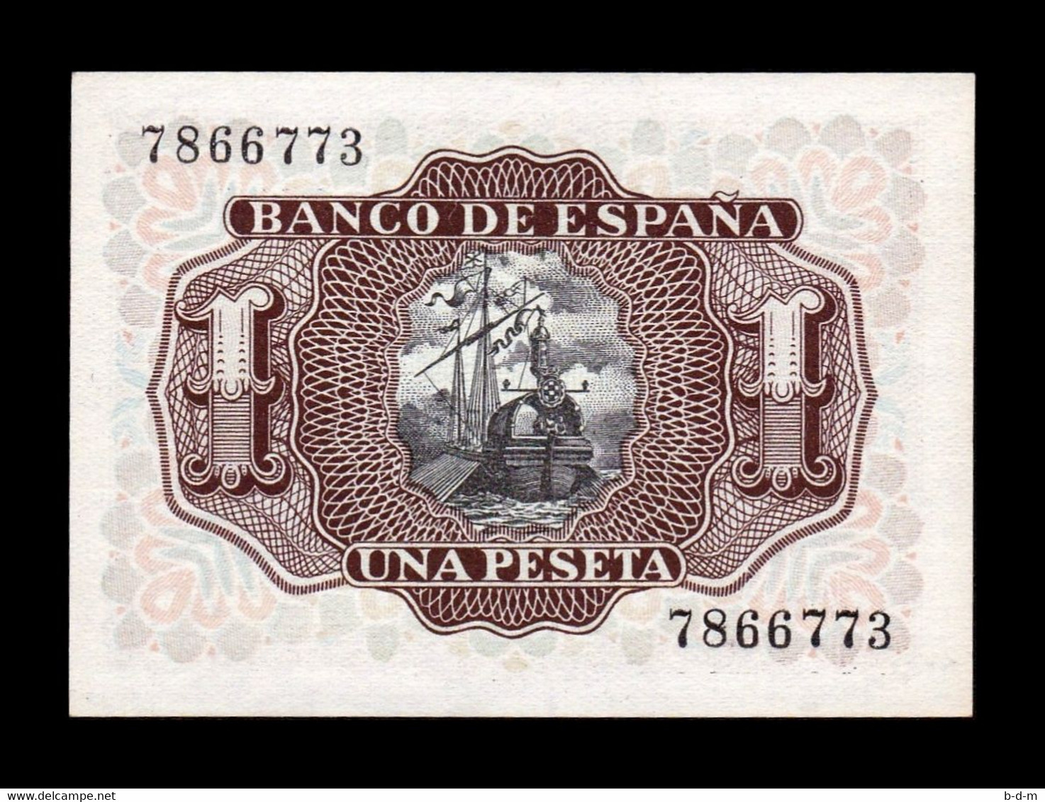 España Spain 1 Peseta M. De Santa Cruz 1953 Pick 144 Sin Serie SC- AUNC - 1-2 Pesetas