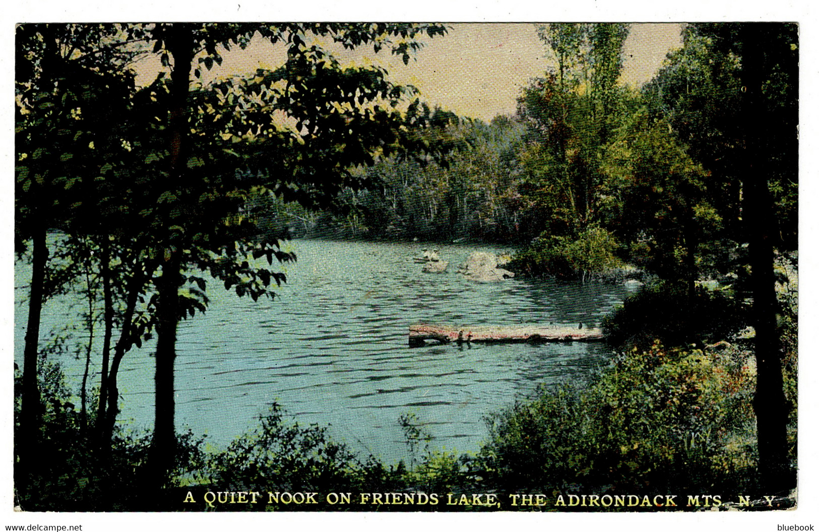 Ref 1442 - 1917 USA Postcard - Friends Lake Adirondack Mts - The Glen New York Postmark - Adirondack