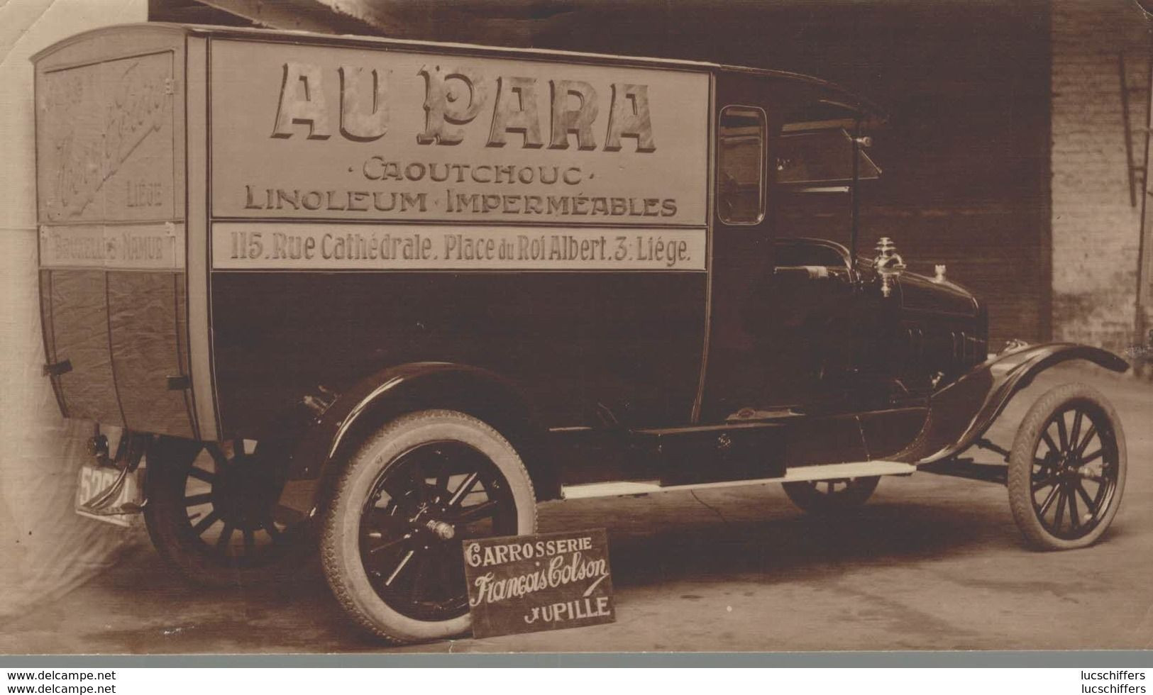 Liège-Camion Du Magasin "Au PAra" Situés Rue Cathédrale Et Place Du Roi Albert-Publicité Pour Une Carrosserie De Jupille - Automobile