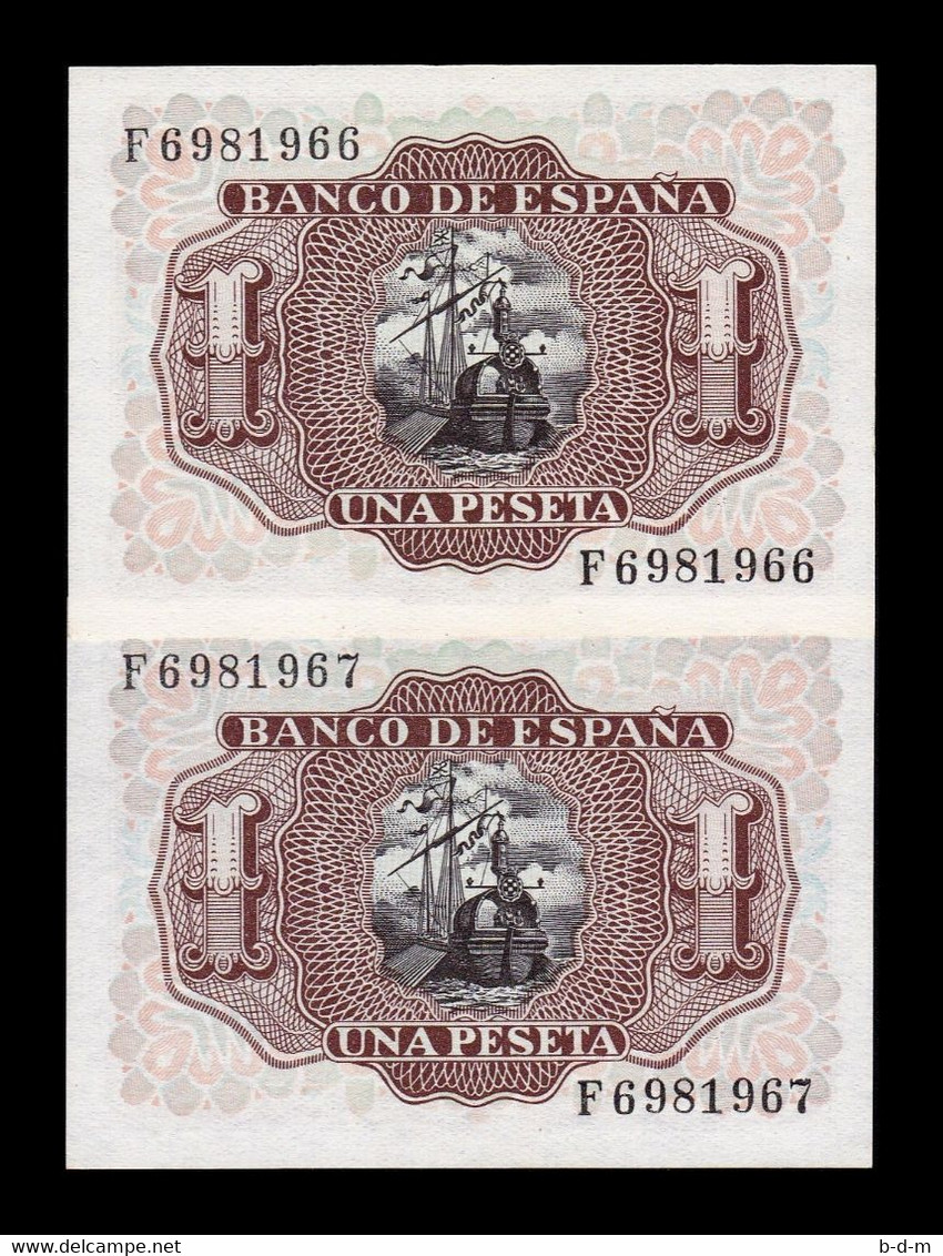 España Pareja 1 Peseta M. De Santa Cruz 1953 Pick 144 Serie F SC UNC - 1-2 Pesetas