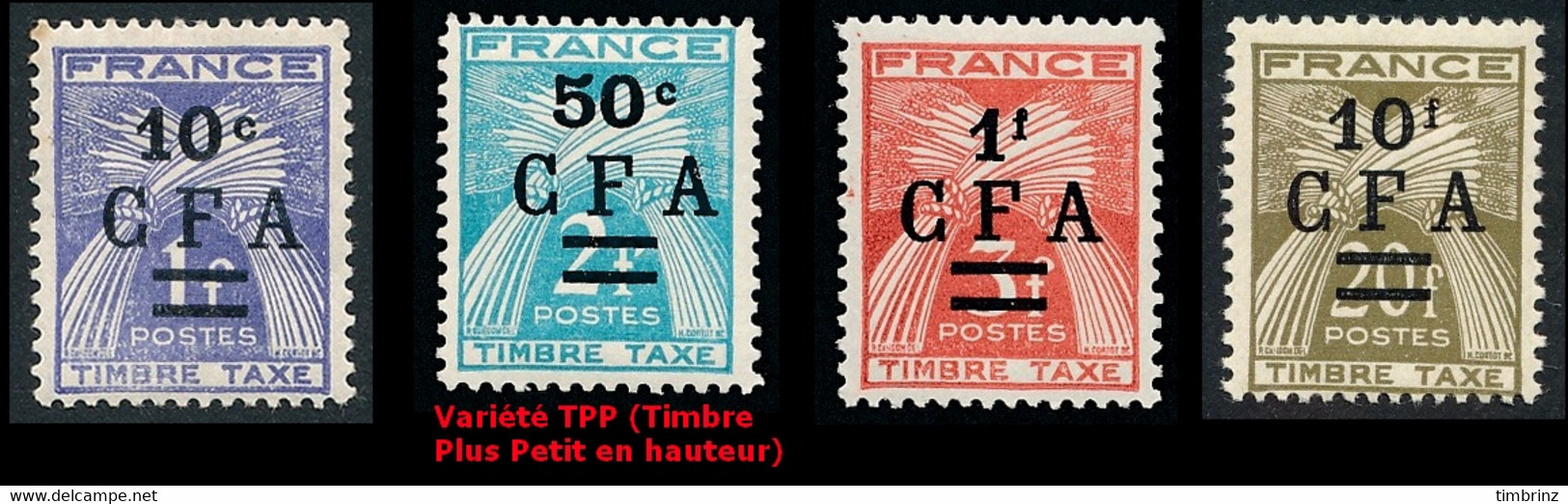 REUNION 1949-50 - Yv. Taxe 36 37 38 Et 42 *   Cote= 2,75 EUR - Type Gerbes. TIMBRE-TAXE (4 Val.)  ..Réf.FRA29168 - Timbres-taxe