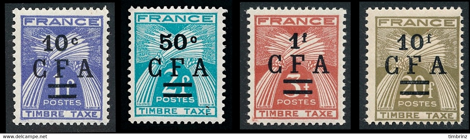 REUNION 1949-50 - Yv. Taxe 36 37 38 Et 42 NEUF   Cote= 3,10 EUR - Type Gerbes. TIMBRE-TAXE (4 Val.)  ..Réf.FRA29167 - Timbres-taxe