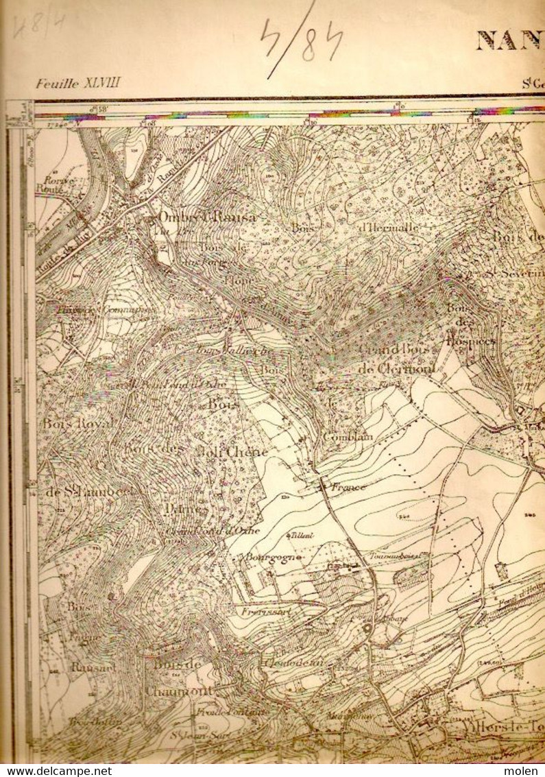 Mesuré1867 CARTE ETAT MAJOR 48/4 NANDRIN SOHEIT-TINLOT FRAITURE FRAINEUX ABEE RAMELOT OUTRELOUXHE VILLERS-LE-TEMPLE S405 - Nandrin