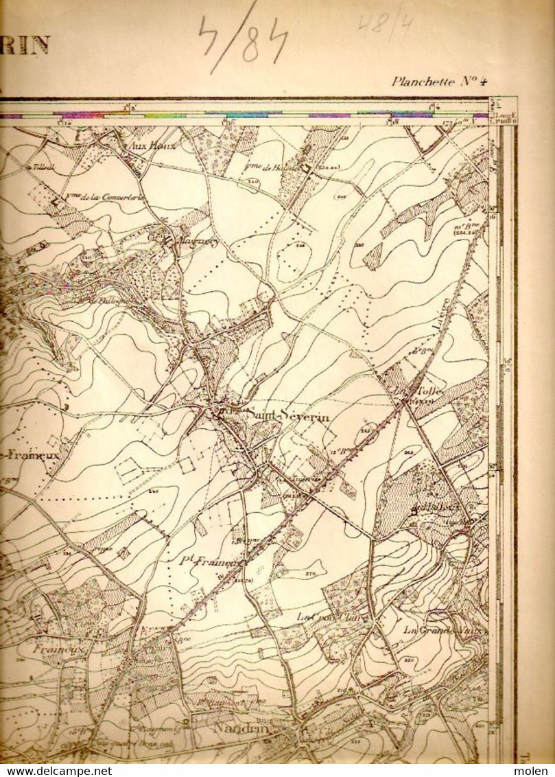 Mesuré1867 CARTE ETAT MAJOR 48/4 NANDRIN SOHEIT-TINLOT FRAITURE FRAINEUX ABEE RAMELOT OUTRELOUXHE VILLERS-LE-TEMPLE S405 - Nandrin