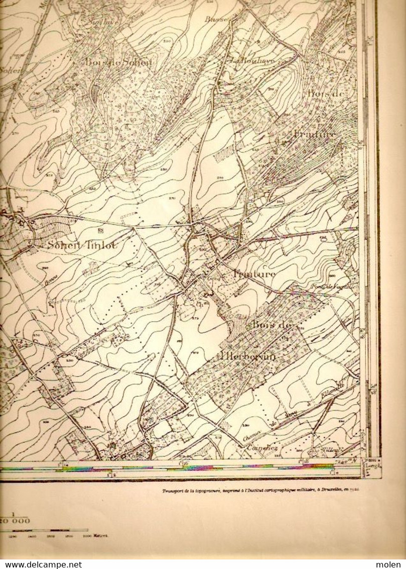 Mesuré1867 CARTE ETAT MAJOR 48/4 NANDRIN SOHEIT-TINLOT FRAITURE FRAINEUX ABEE RAMELOT OUTRELOUXHE VILLERS-LE-TEMPLE S405 - Nandrin