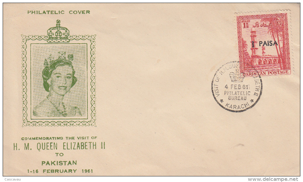 Enveloppe   FDC   1er  Jour    PAKISTAN    Visite De  La  Reine  ELIZABETH  II  Au  Pakistan  1961 - Pakistan