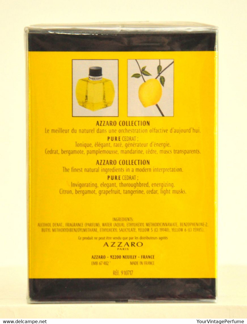 Azzaro Pure Cedrat Eau De Toilette Edt 125ml 4.2 Fl. Oz. Spray Perfume For Man Rare Vintage Old 2002 - Heer