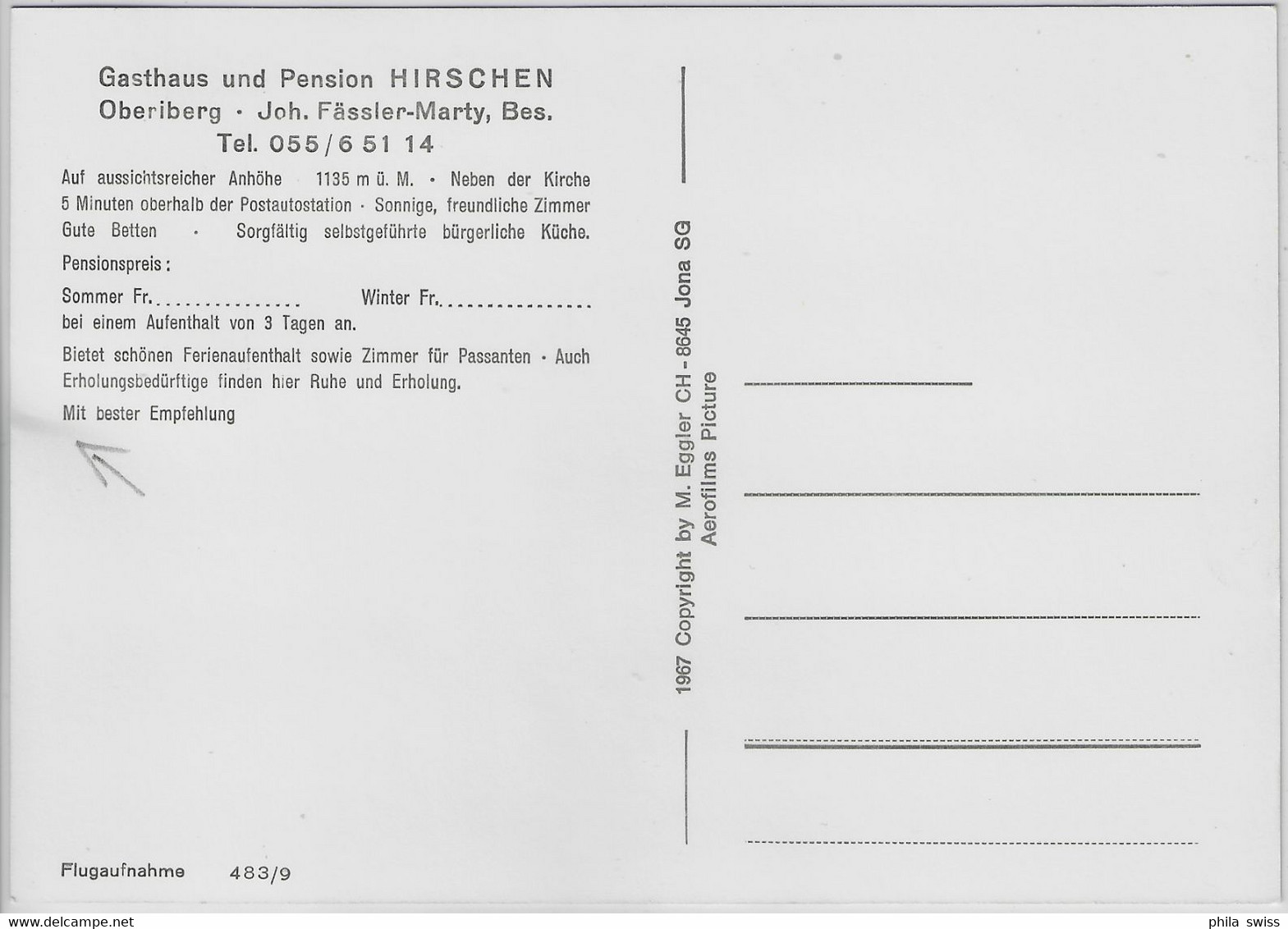 Flugaufnahme Kirche & Gasthaus Und Pension Hirschen Oberiberg SZ - Oberiberg