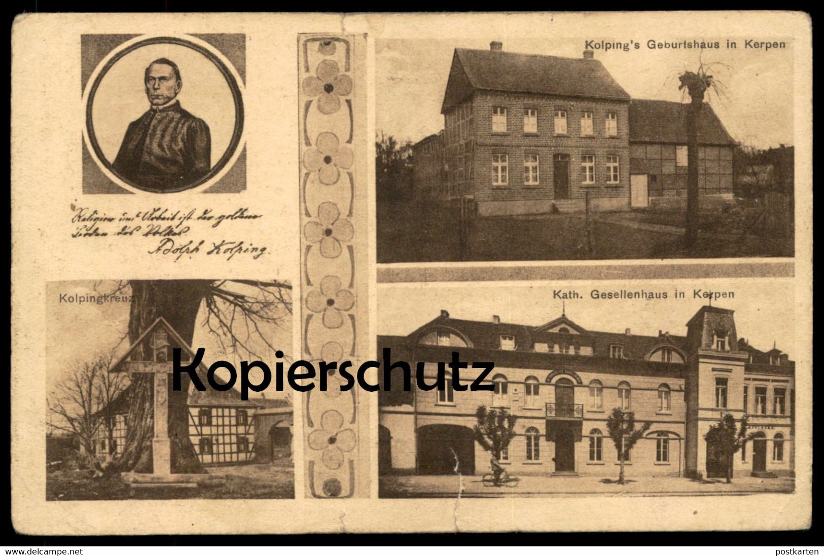 ALTE POSTKARTE KERPEN KOLPINGKREUZ KATHOLISCHES GESELLENHAUS GEBURTSHAUS ADOLPH KOLPING Ansichtskarte - Kerpen