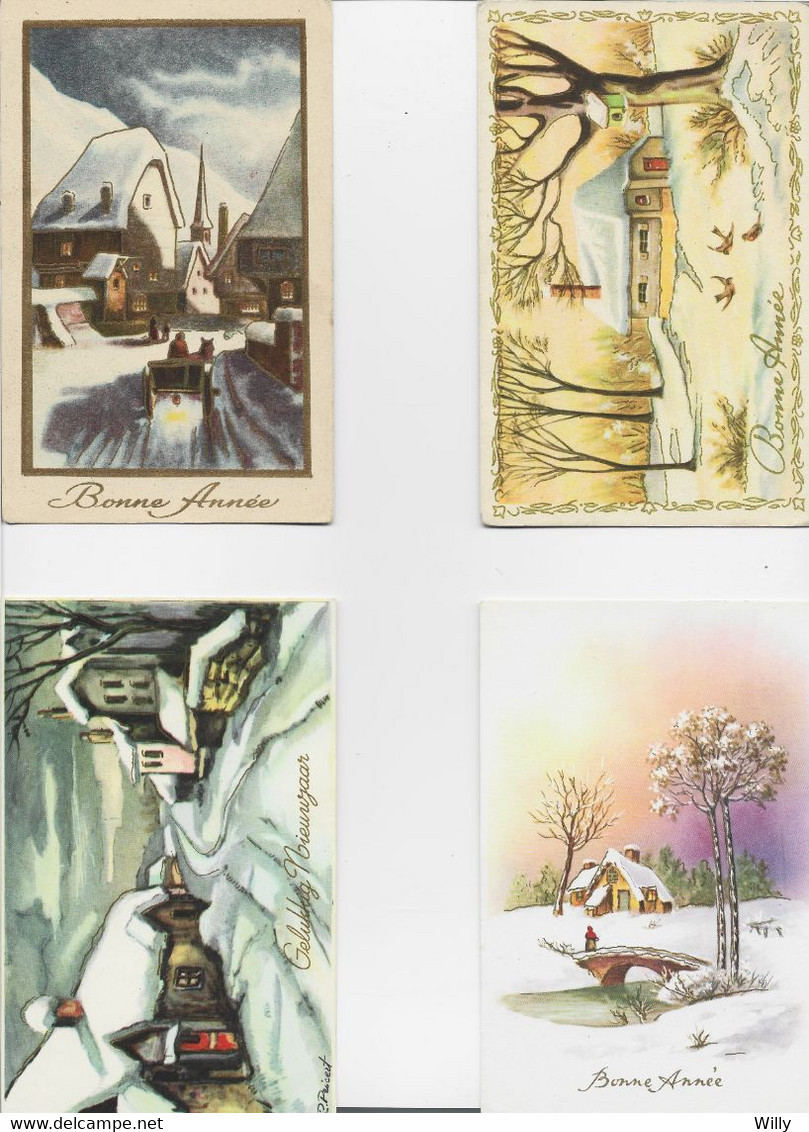 BA 256 - 1 Lot Of 4  Old Fantasy Postcards , 9 X 14 Cm ,  , GREETINGS  , BONNE ANNEE , HAPPY NEW YEAR - Neujahr