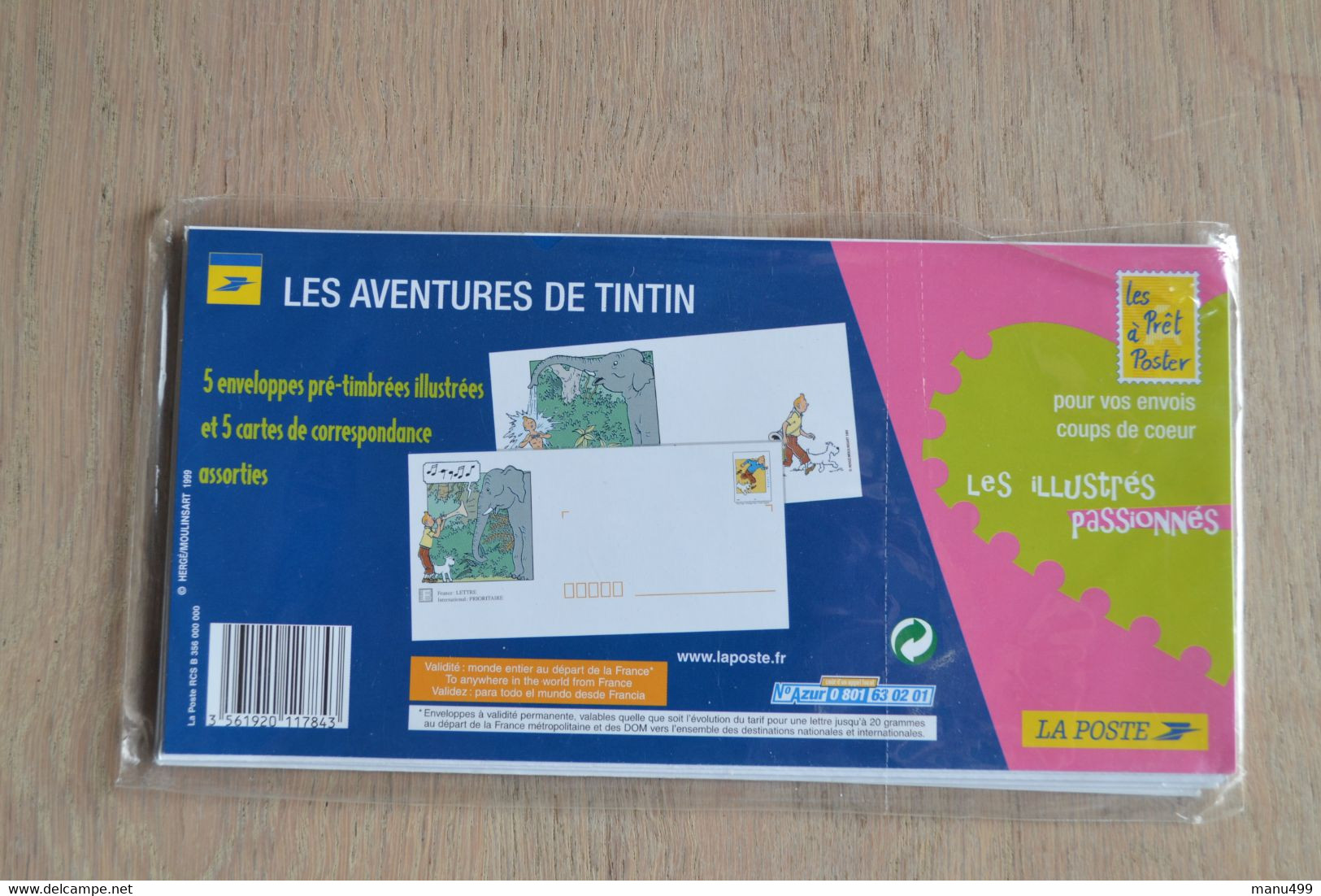 Tintin La Poste 5 Enveloppes Pré-timbrées Illustrées Et 5 Cartes De Correspondance - 1999 - Hergé