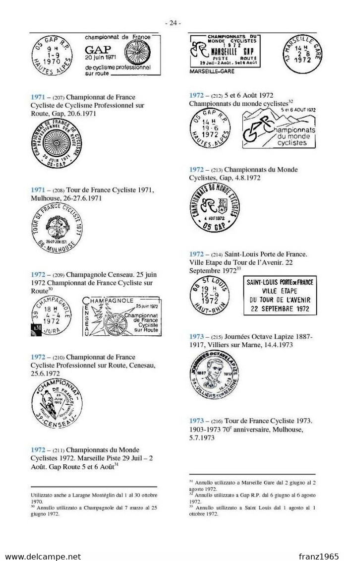 Catalogo Degli Annulli Postali Sul Ciclismo - Francia E Monaco 1948-2020 - Motivkataloge