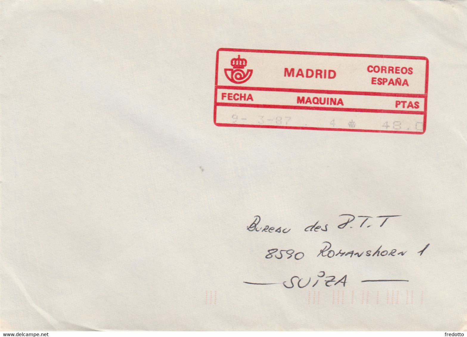 MADRID-Brief An Das Post-Bureau Romanshorn/Schweiz - Postage Free