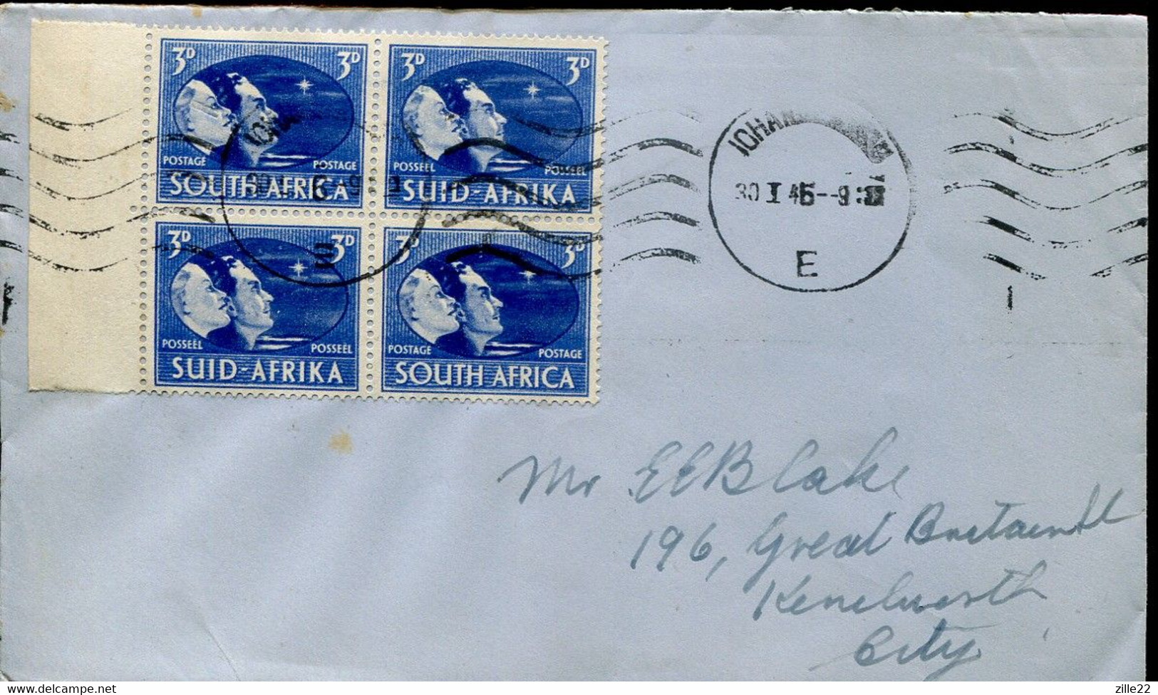 South Africa Südafrika Mi# 179-80 Used On Letter -  End Ooff WWII - Victory Issue - FDC