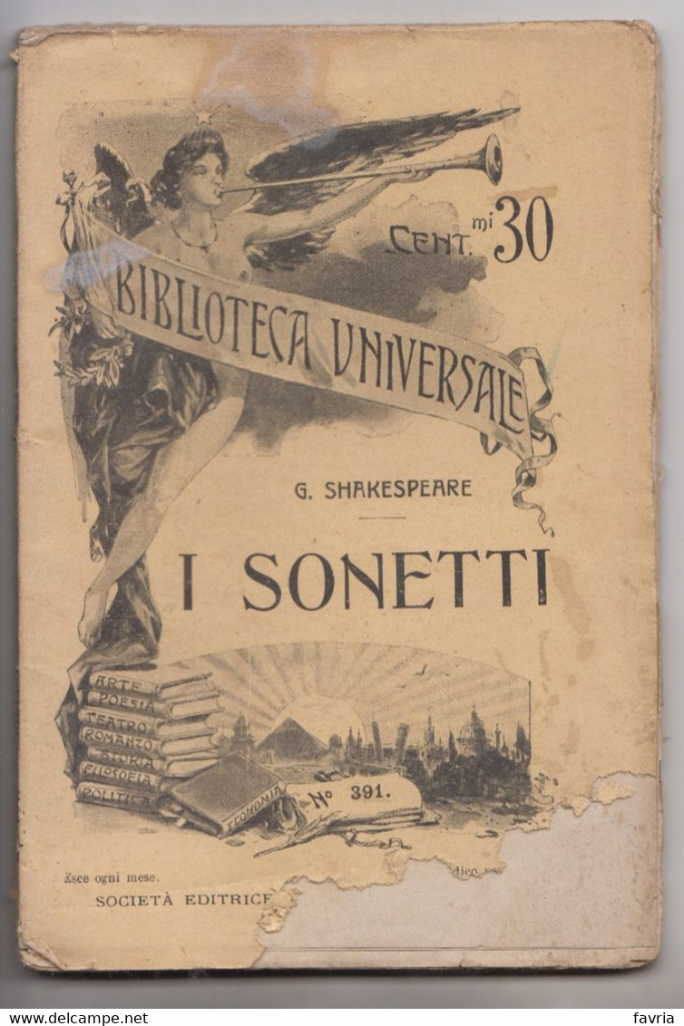 I SONETTI , 1/10/1909 .# G. Shakespeare # Bibl. Universale -Società Editrice Sonzogno - 95 Pagine - Libri Antichi