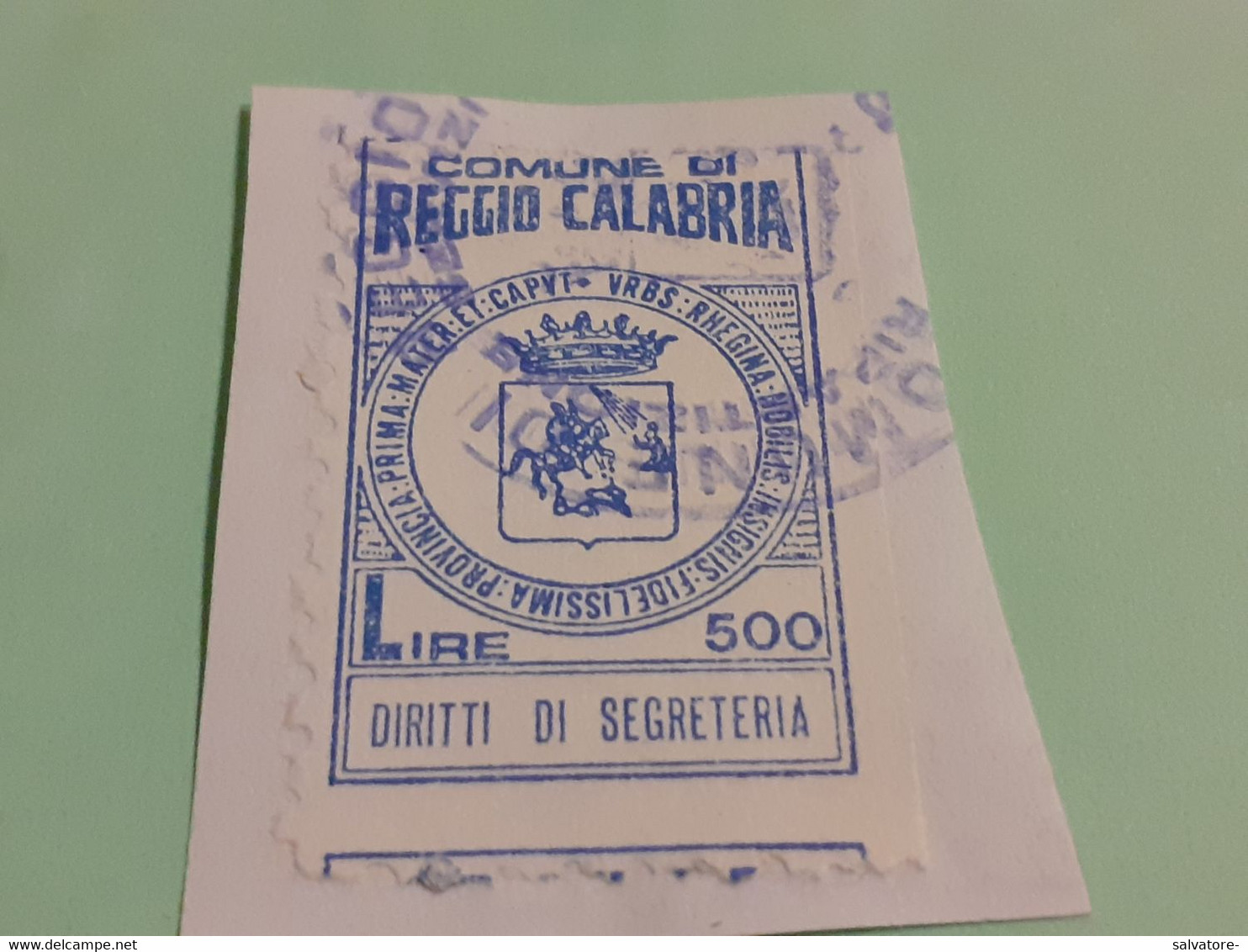 MARCA DA BOLLO DIRITTI DI SEGRETERIA COMUNE DI REGGIO CALABRIA LIRE 500 - Fiscaux