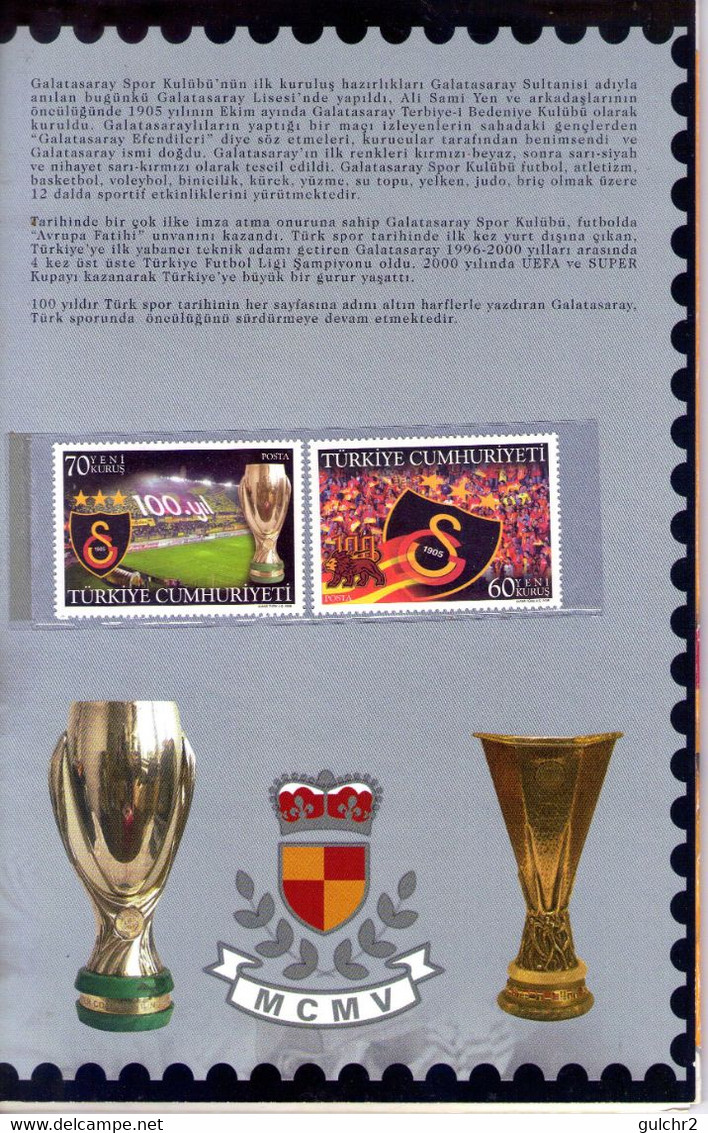 Türkey  2005 100 Jahre Galatasaray Präsentationmappe Mit Den Marken Beiden Blocks Und 2 FDC - Andere & Zonder Classificatie