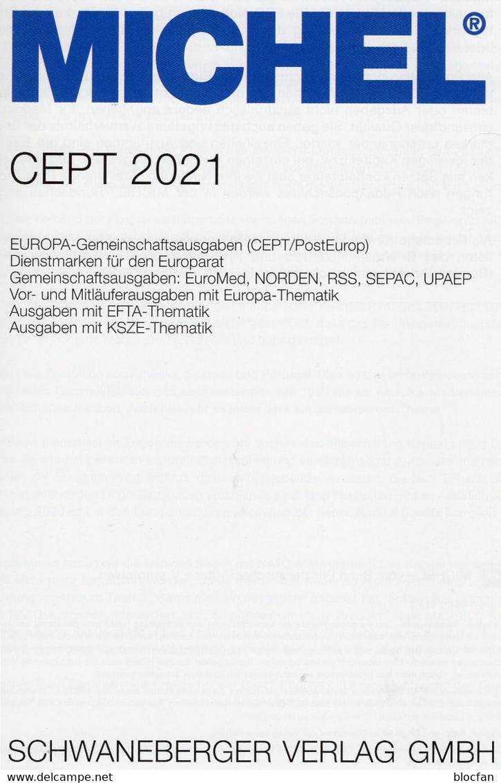 MICHEL CEPT Katalog 2021 Neu 74€ Neuer Inhalt: Jahrgang-Tabelle Vorläufer Symphatie-Ausgabe Stamps Catalogue EUROPE - Philatelie
