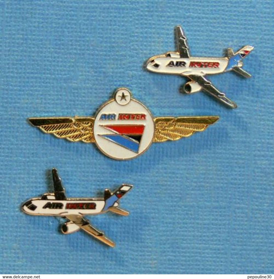 3 PIN'S //  ** AIR INTER / Cie AÉRIENNE FRANÇAISE 1958 / 1997 FUSION AVEC AIR FRANCE ** - Avions