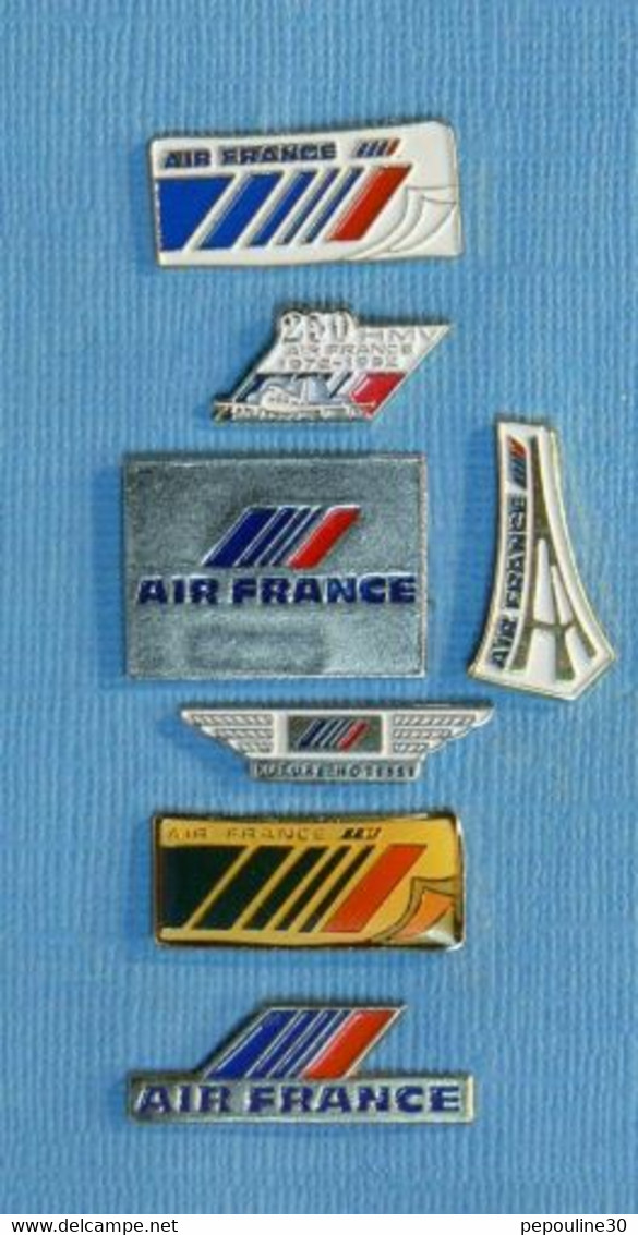 7 PIN'S //  ** AIR FRANCE Cie AÉRIENNE FRANÇAISE FONDÉE EN 1933 / TRANSPORT PASSAGERS / FRET / MAINTENANCE ** - Avions