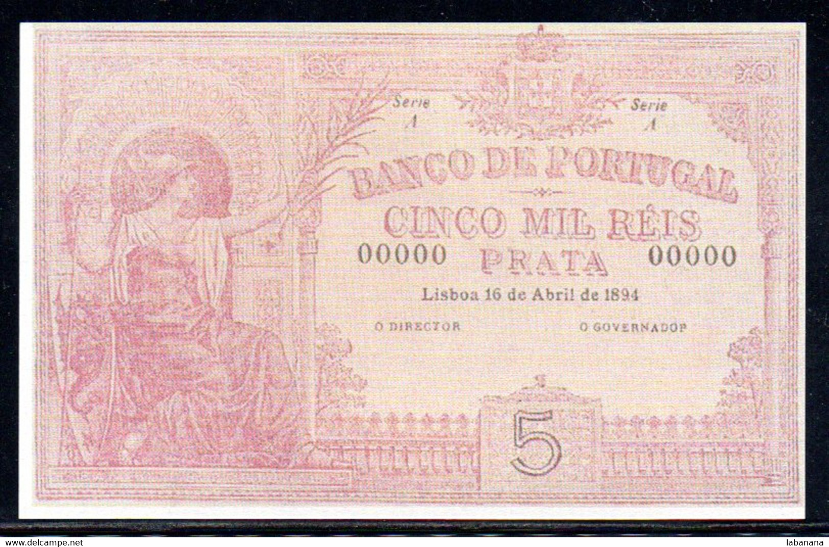 515-Billet De Fantaise Portugal 5 000 Reis 1894 A000 - Ficción & Especímenes