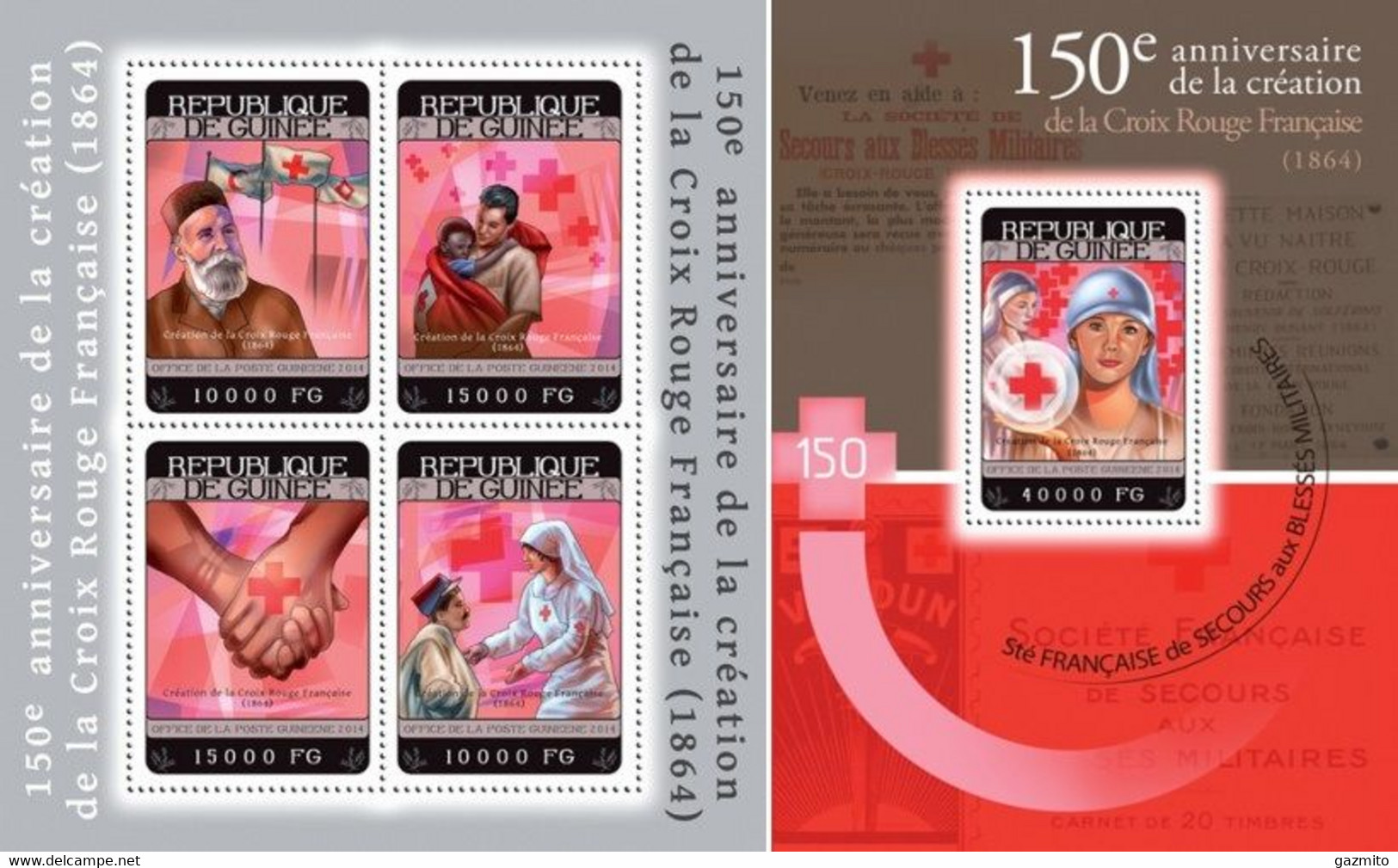 Guinea 2014, 150th Red Cross, 4val In BF+BF - Henry Dunant