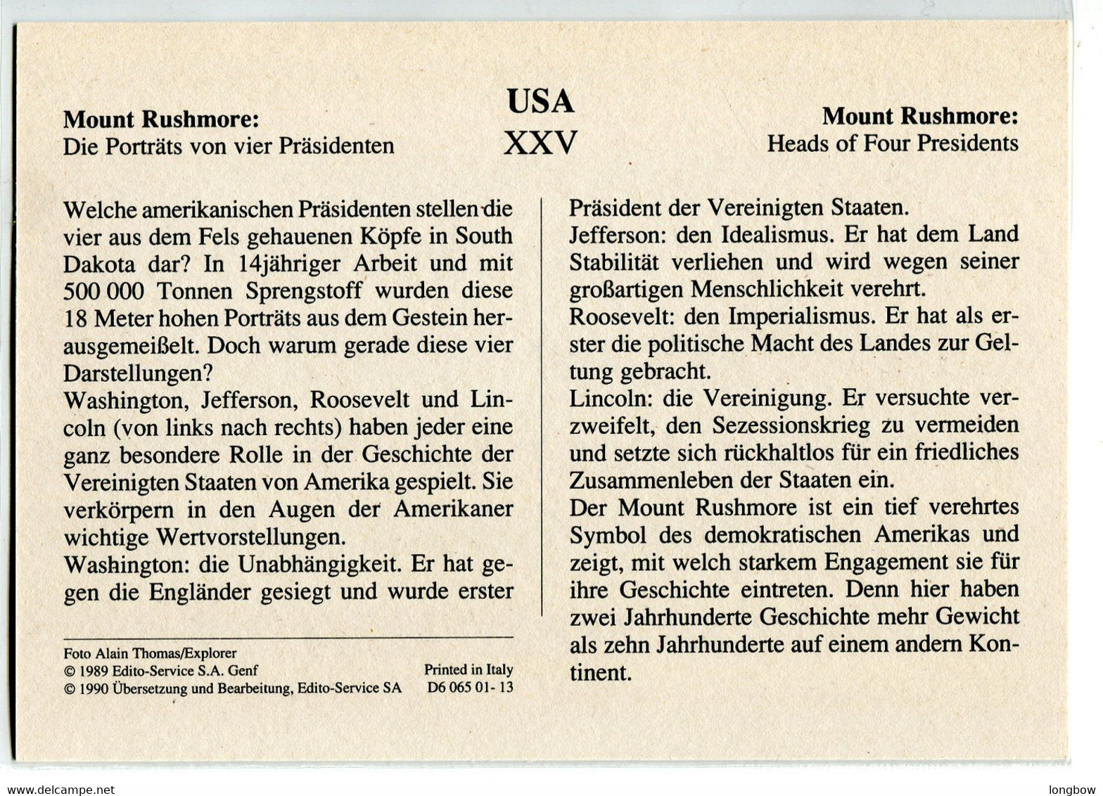 USA Mount Rushmore #  Edito Service , German Edition # - Mount Rushmore