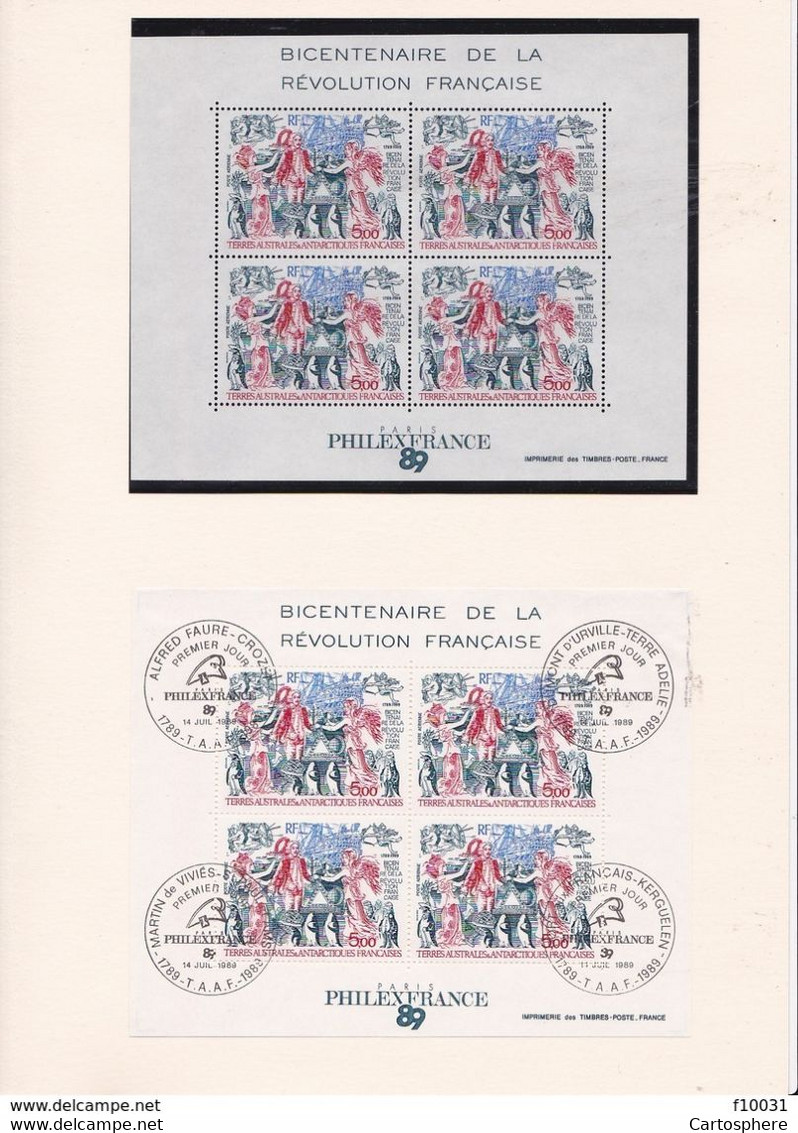 1989 ENCART PHILEXFRANCE TAAF 4 PAGES PA108 1789-1989 Bicentenaire De La Révolution PHILEXFRANCE TBE - Blocs-feuillets