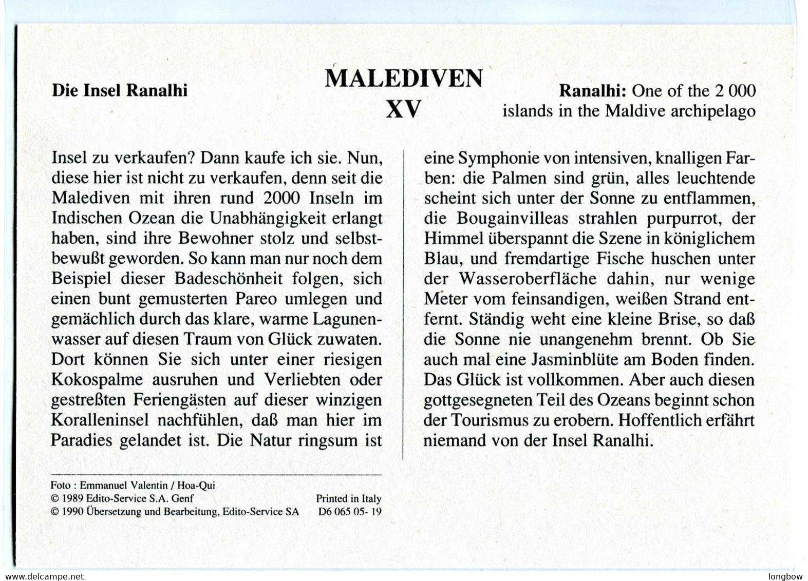 Maldive Rahalhi Island  #  Edito Service , German Edition # - Maldive