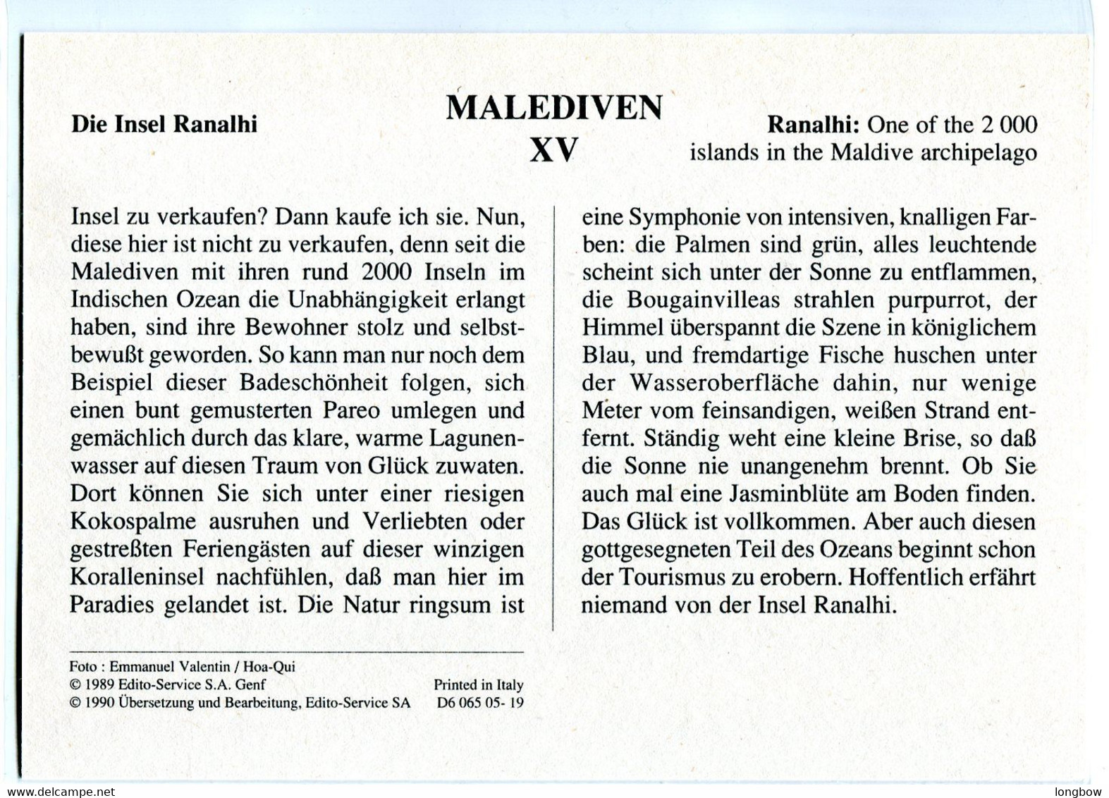 Maldive Rahalhi Island  #  Edito Service , German Edition # - Maldivas