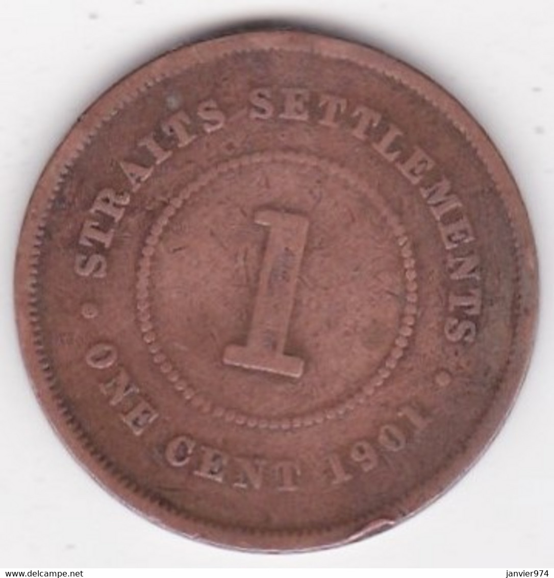 Straits Settlements 1 Cent 1901 Victoria , En Bronze , KM# 16 - Malaysie