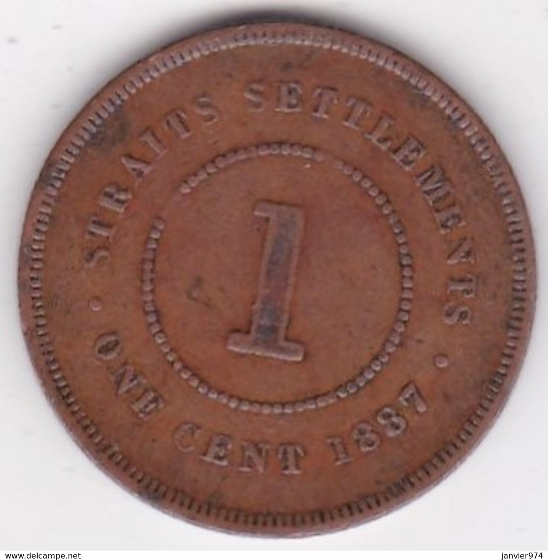 Straits Settlements 1 Cent 1887 Victoria , En Bronze , KM# 16 - Malaysia