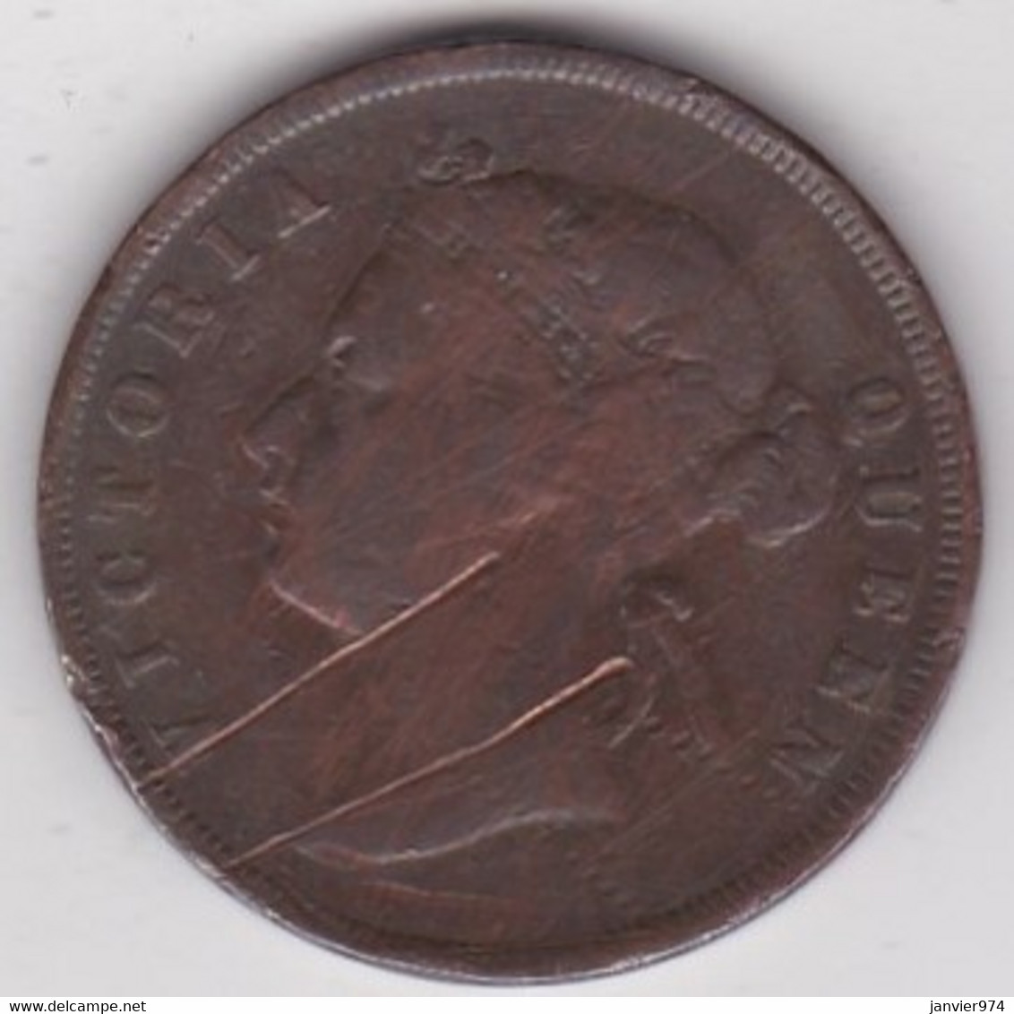 Straits Settlements 1 Cent 1885 Victoria, En Bronze, Frappe Médaille, Rare, Fauté - Malesia