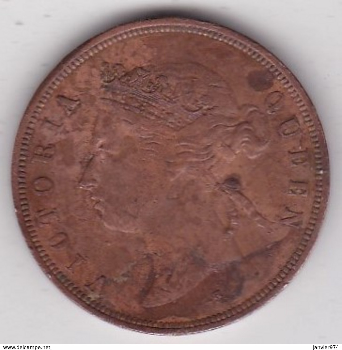 Straits Settlements 1 Cent 1872 H Heaton. Victoria, En Bronze, Frappe Monnaie, Rare , Fauté - Malesia